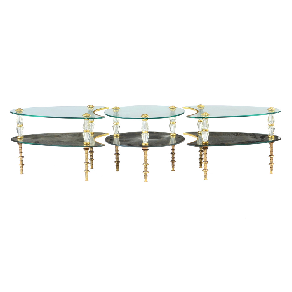 Hollywood Regency Mirrored Glass Coffee Table In The Style Of Goran