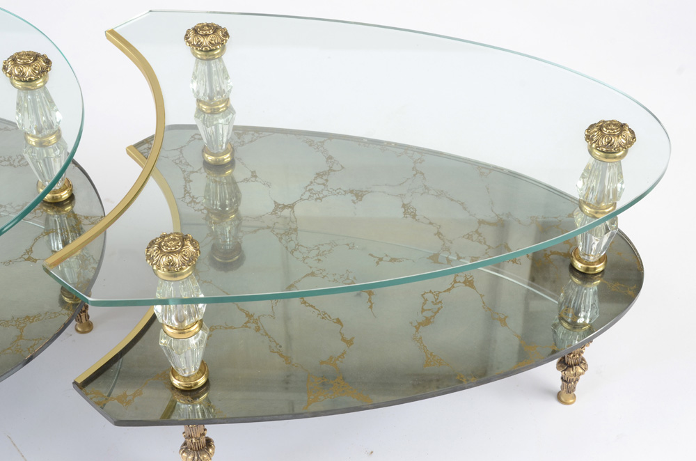 Hollywood Regency Mirrored Glass Coffee Table In The Style Of Goran