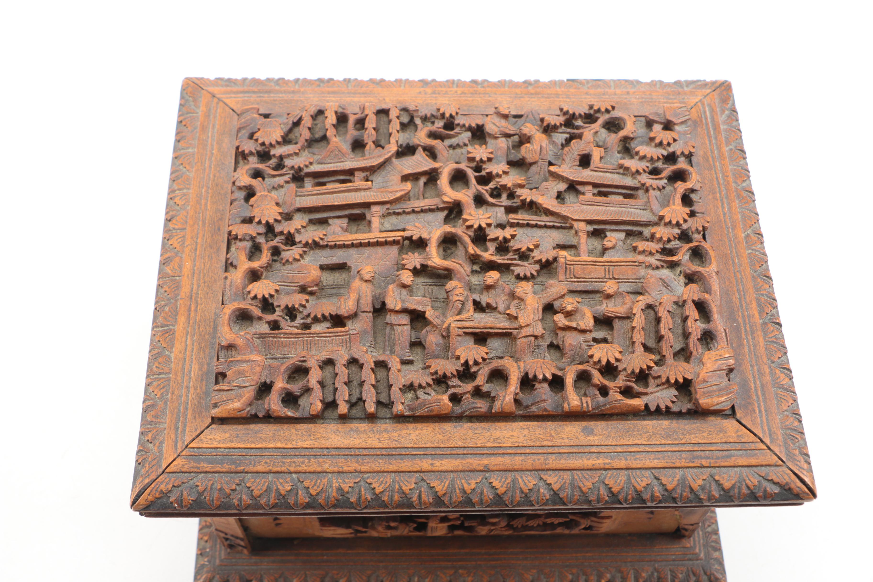 Vintage Chinese Carved Jewelry Box