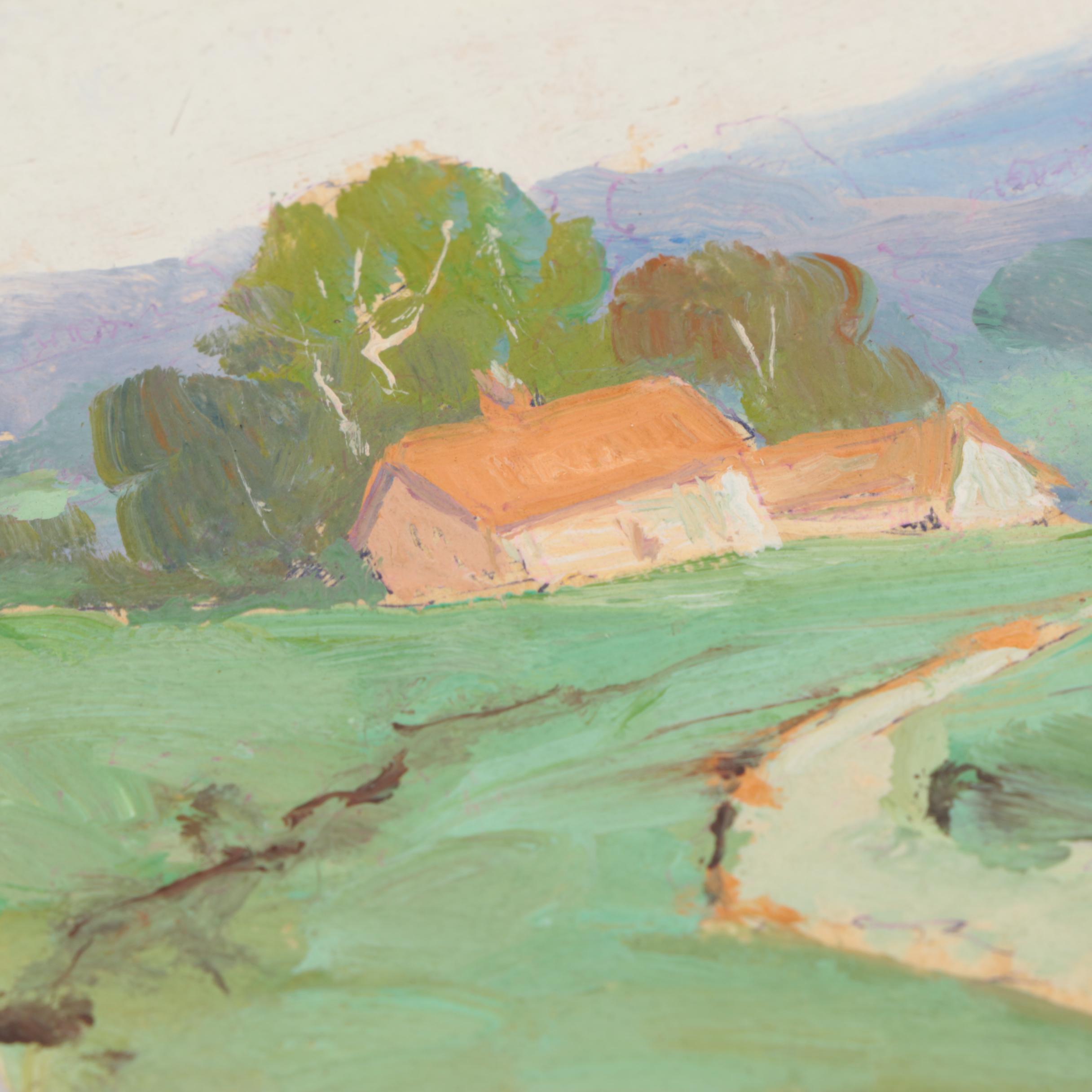 Attributed to William A. Eyden Jr. Landscape Painting on Board