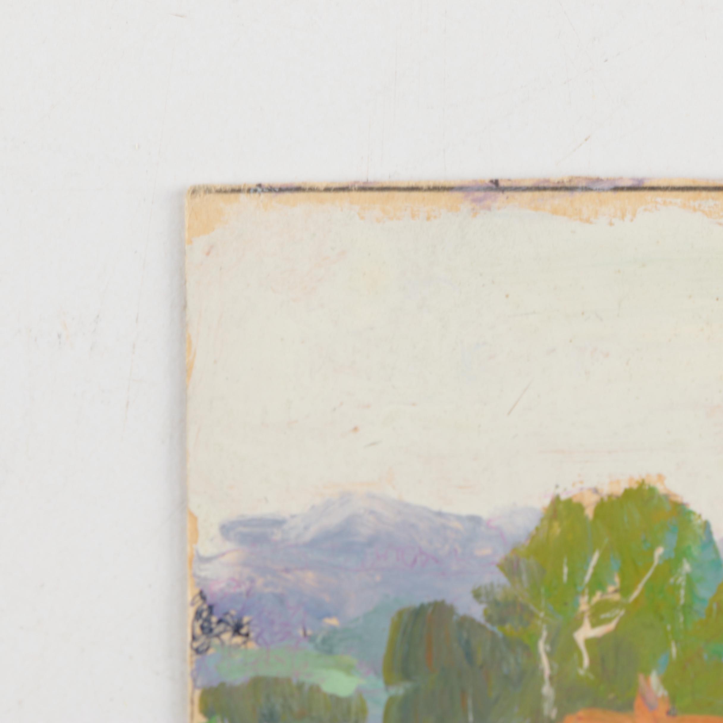 Attributed to William A. Eyden Jr. Landscape Painting on Board