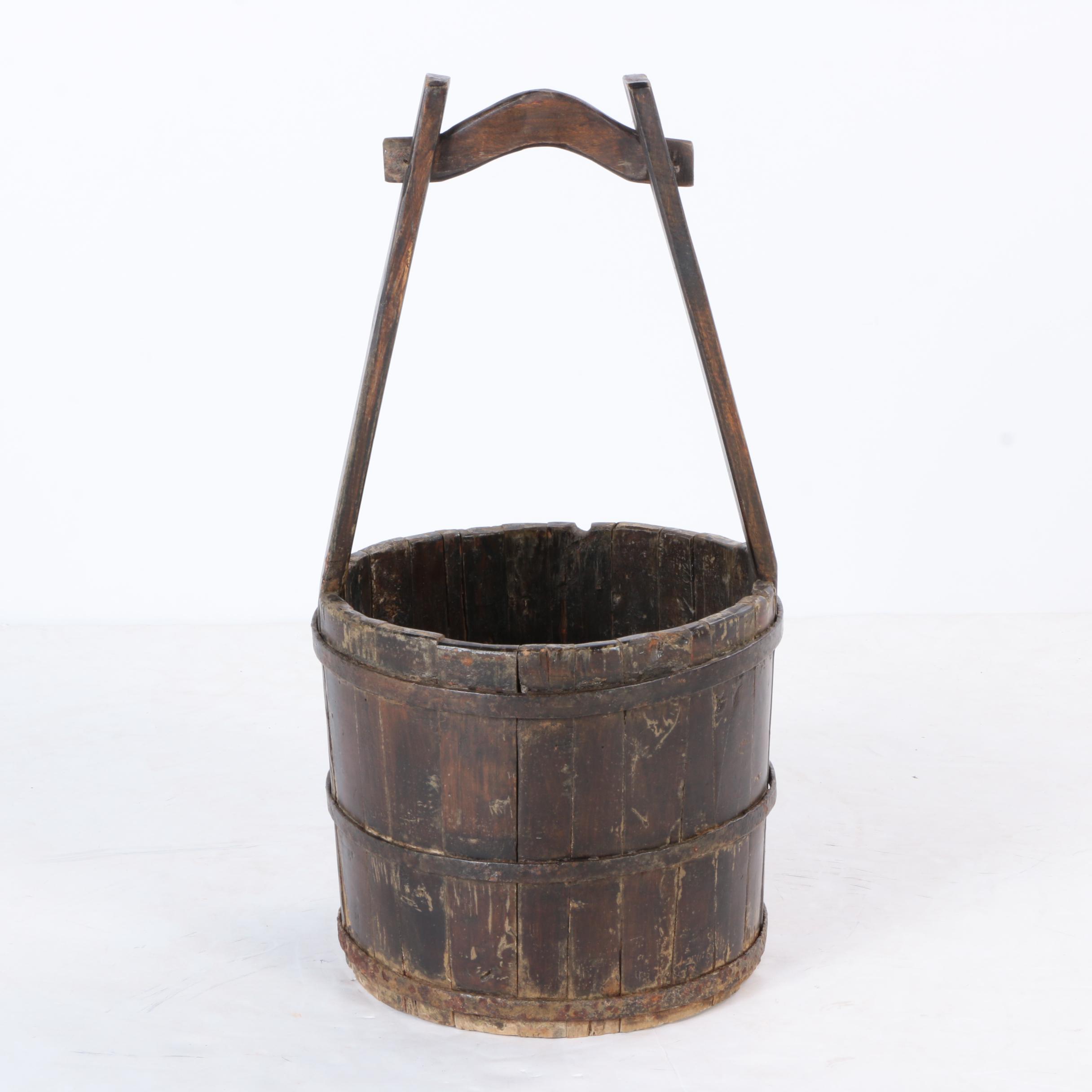Antique Wooden Rice Bucket