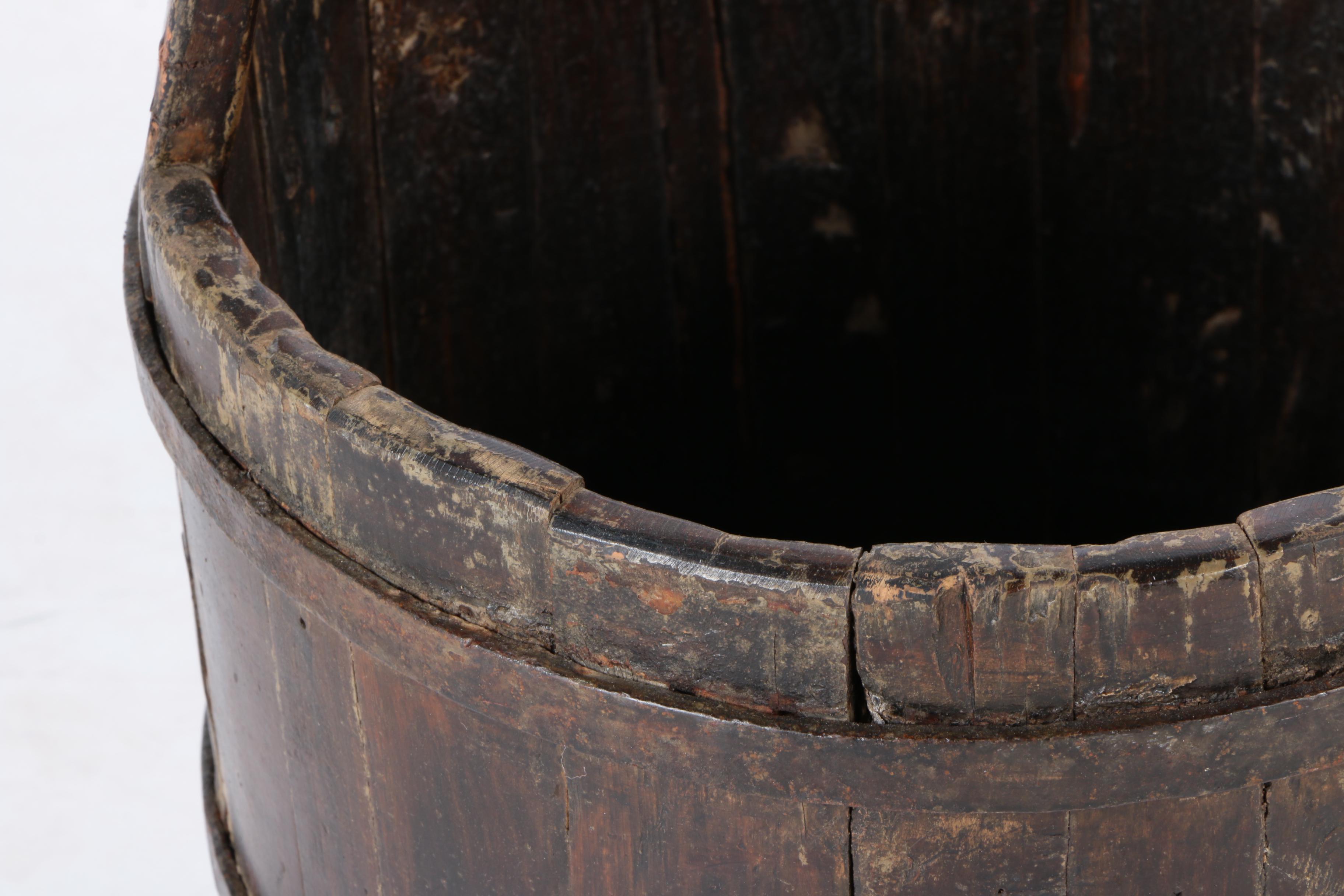 Antique Wooden Rice Bucket