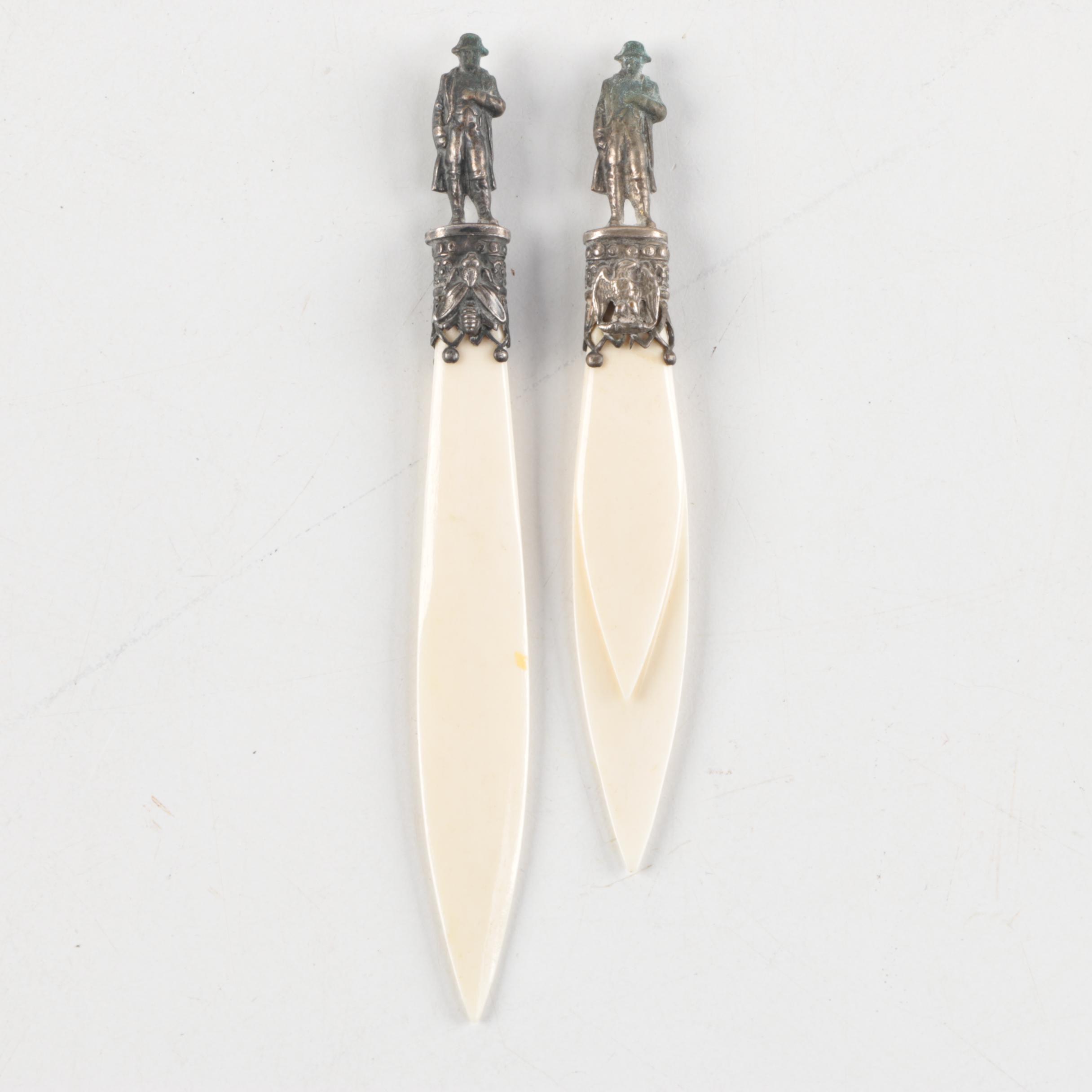 Pair of Vintage Figural Bone Letter Openers