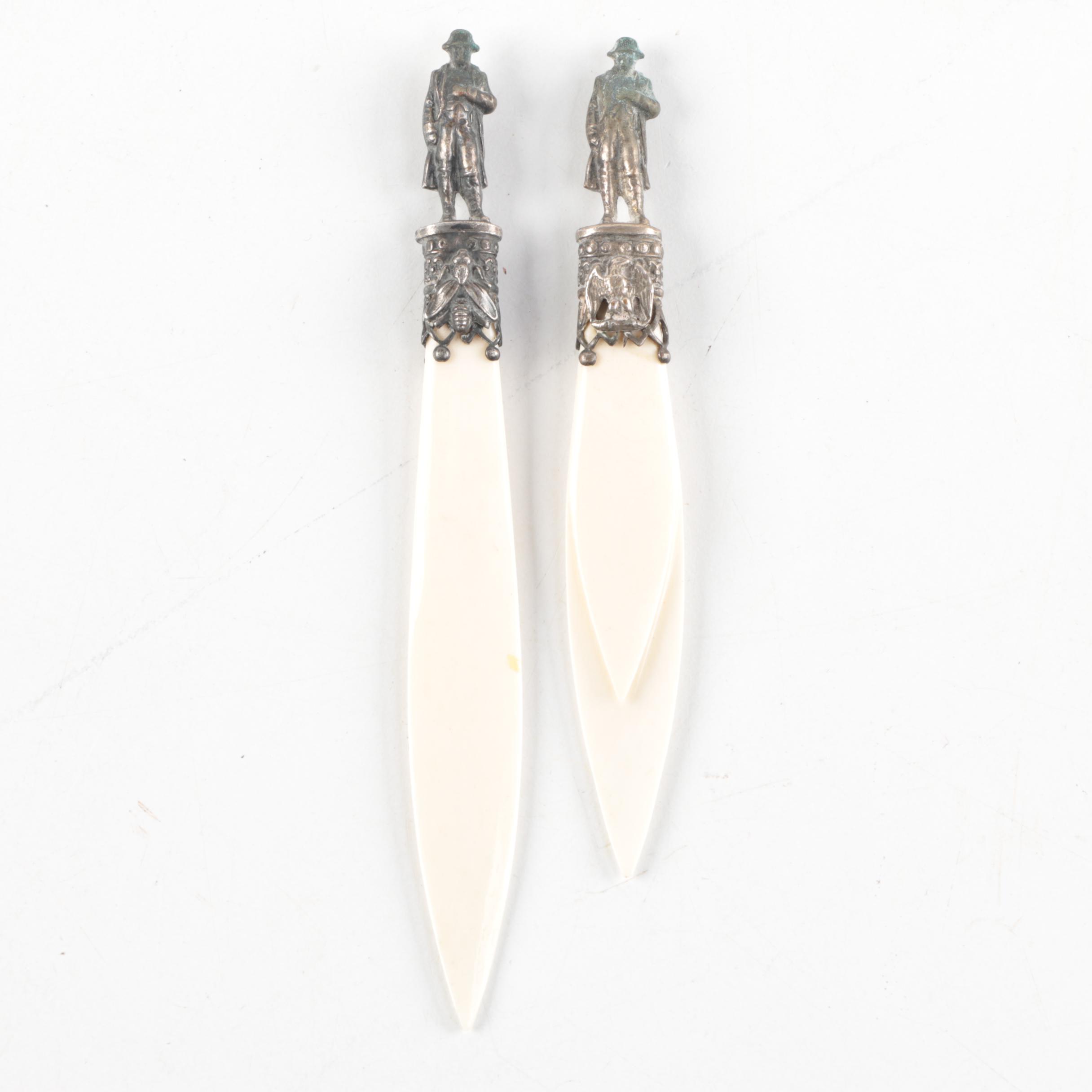 Pair of Vintage Figural Bone Letter Openers
