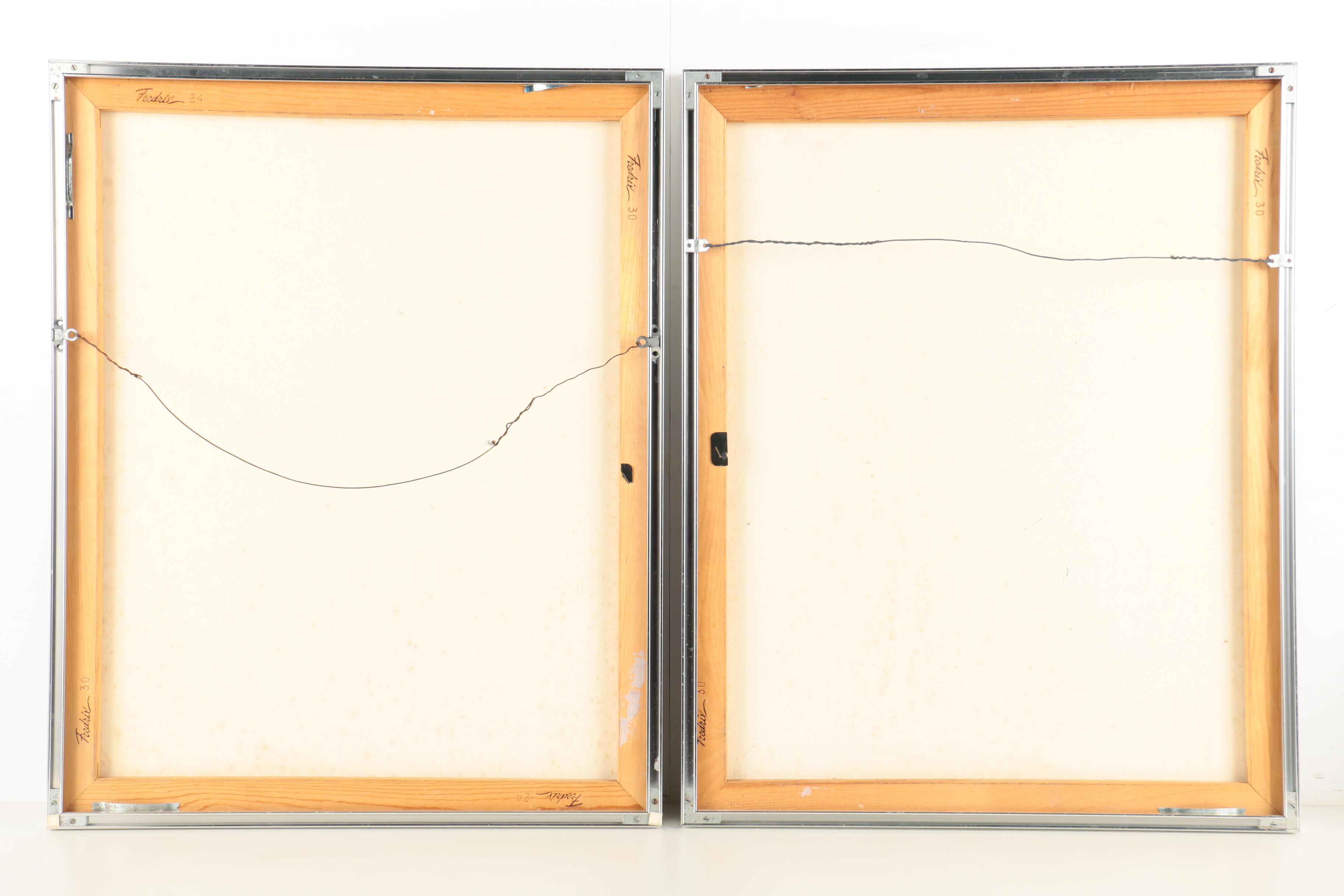 Oil Painting on Canvas Diptych of Seashore