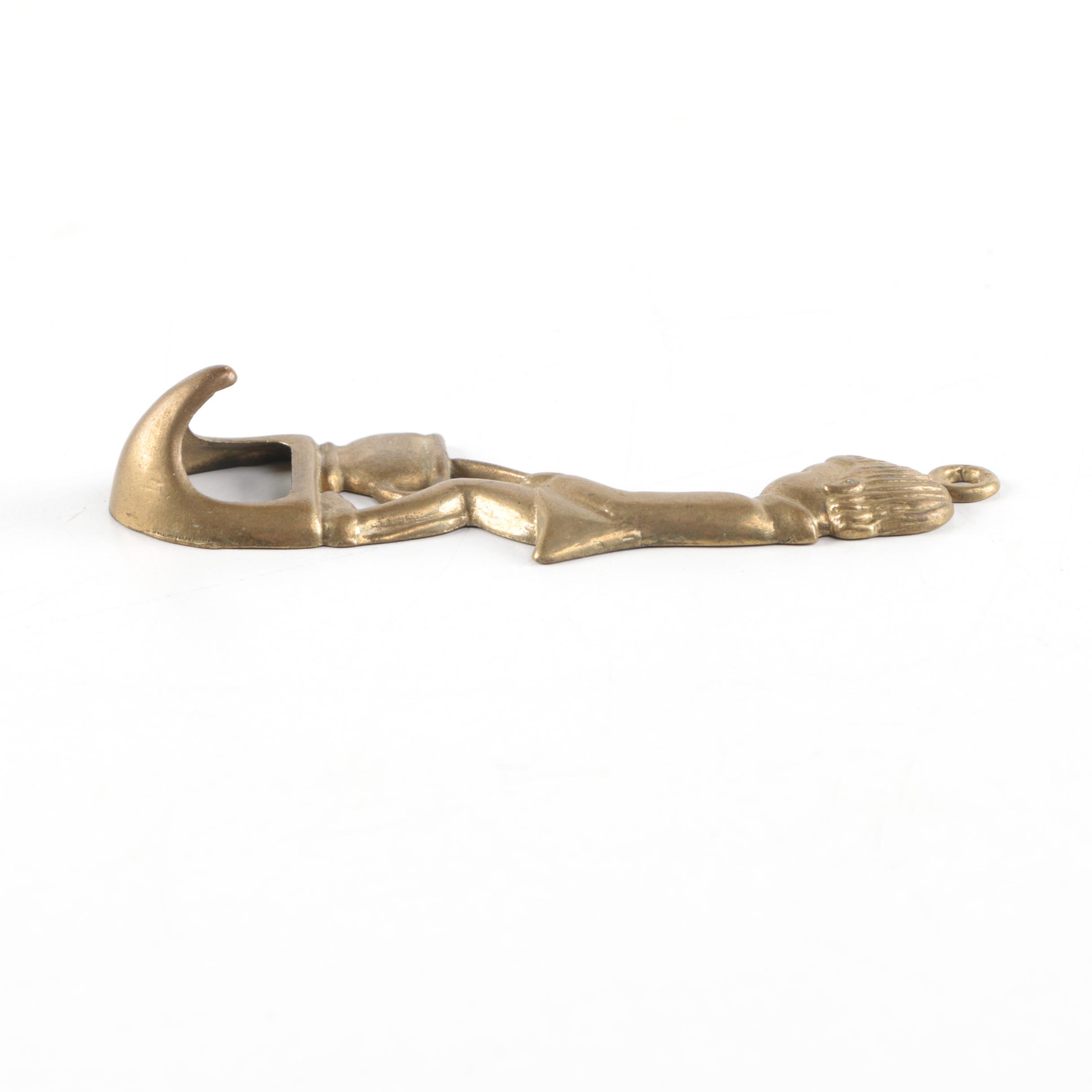 Italian Brass Figural Wall Hook