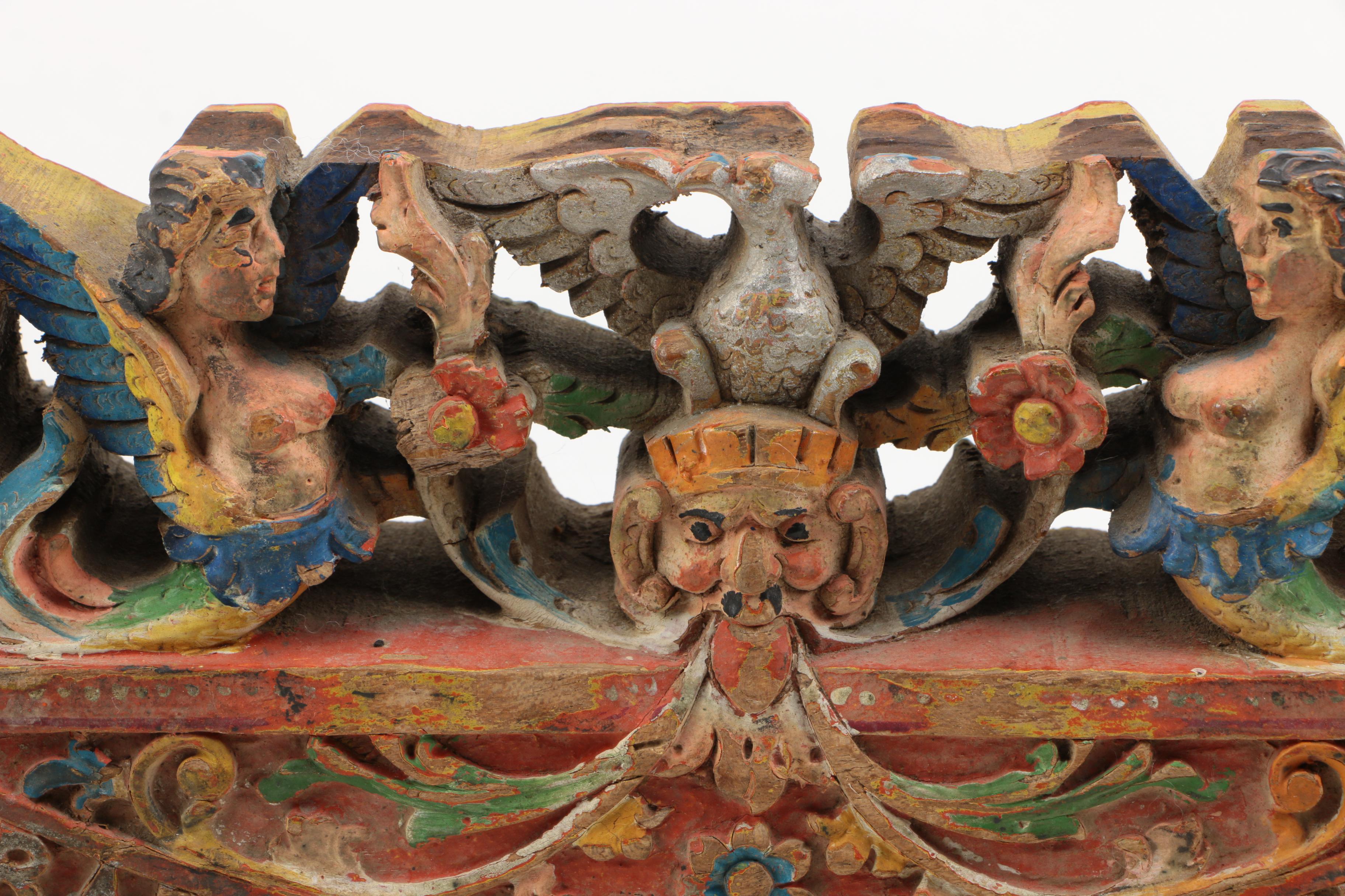 Spanish Colonial Carved Wood Artifact  "Morabito Domenico Belpasso"