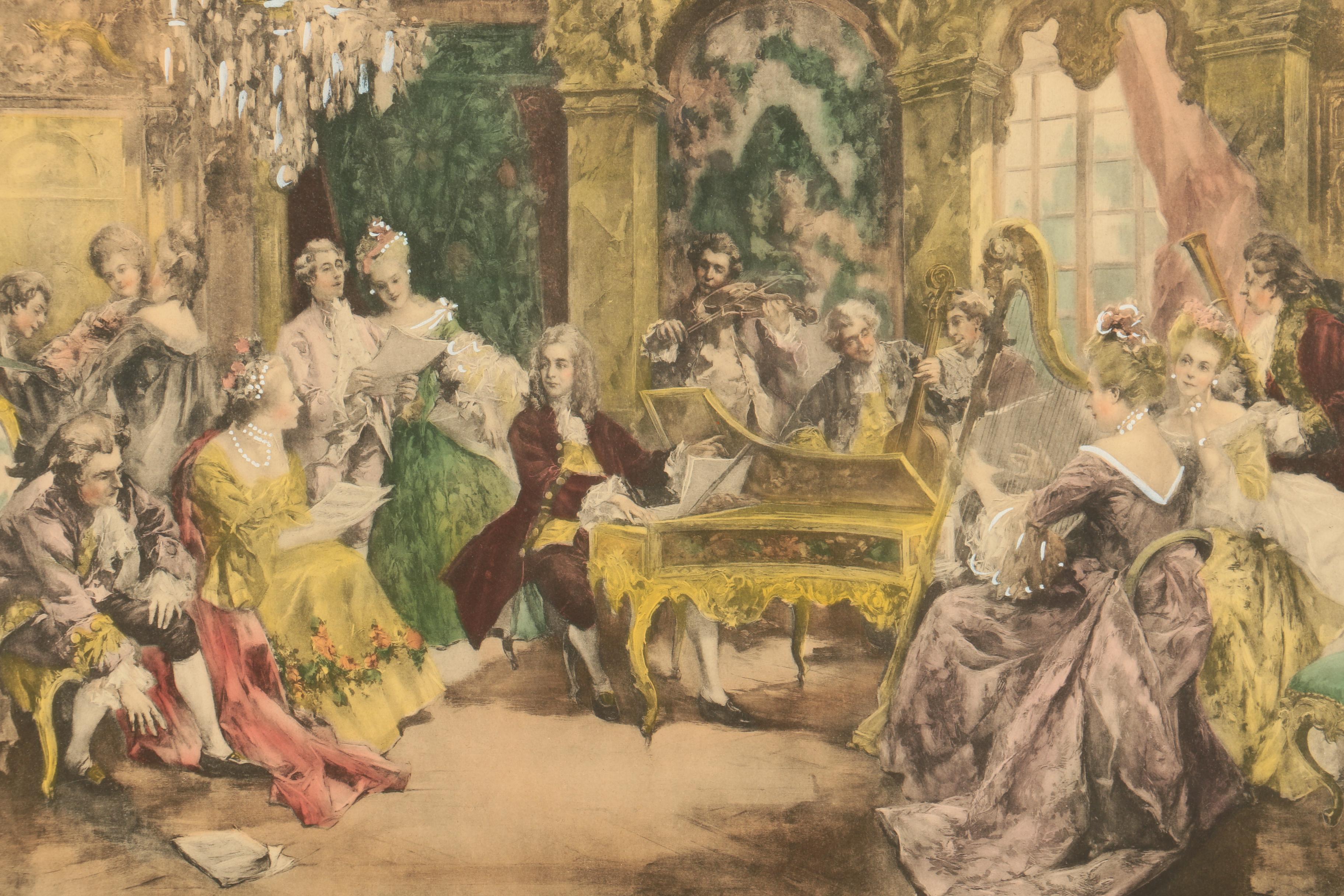 Aquatint after Vincent De Garcia Paredes "A Recital with Handel"