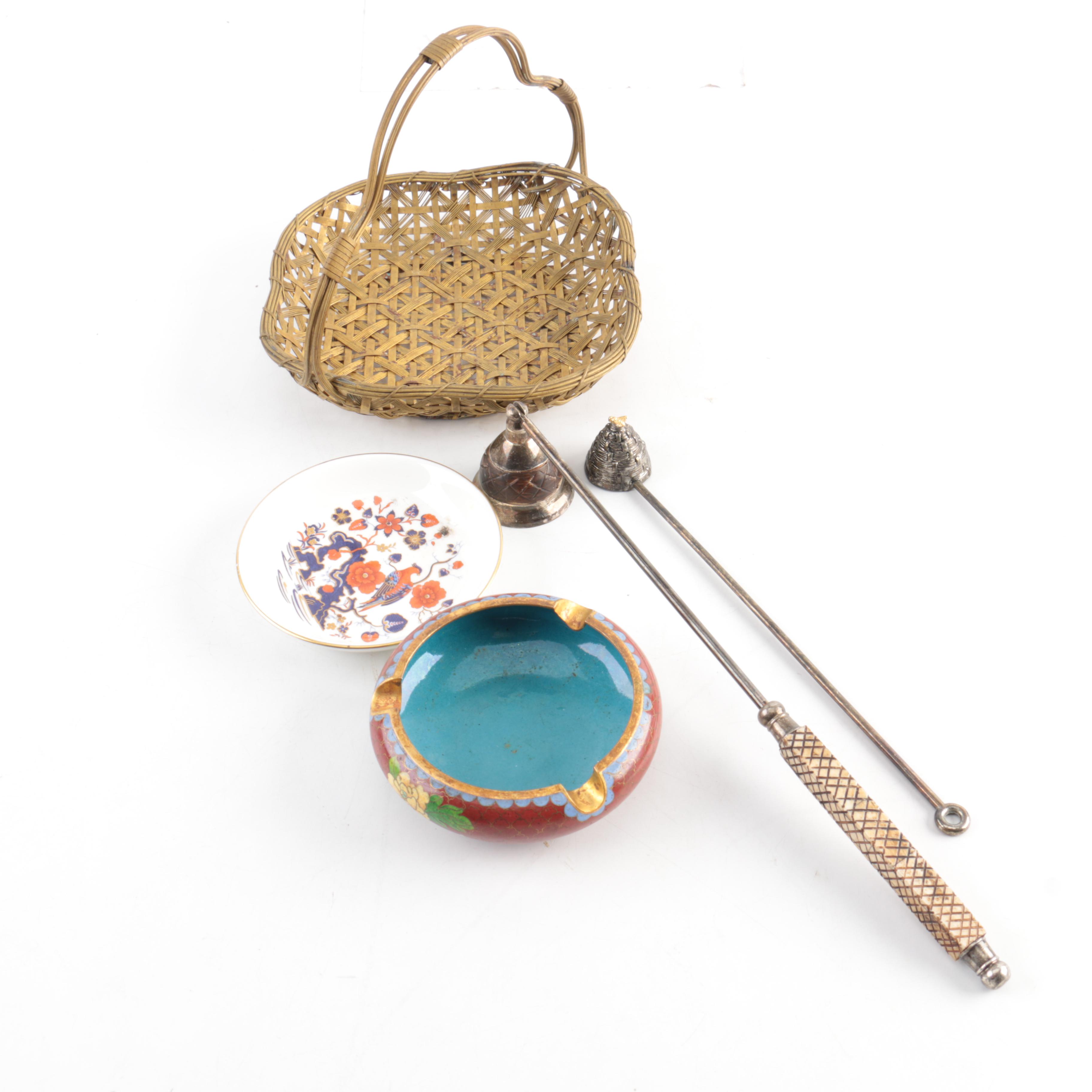 Candle Snuffers, Aynsley Dish, Basket and Ash Receiver