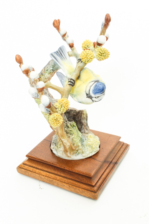 Pair Dorothy Doughty for Royal Worcester Blue Tit Bird Figurines