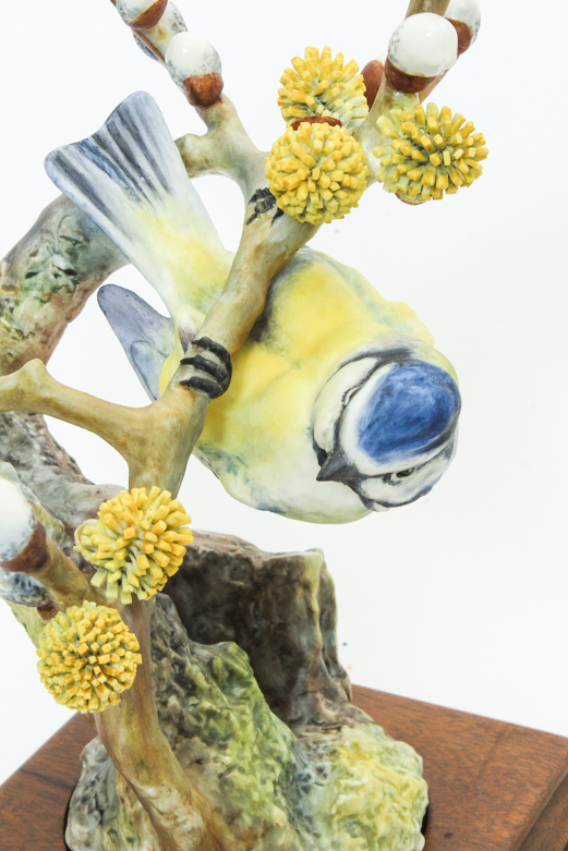 Pair Dorothy Doughty for Royal Worcester Blue Tit Bird Figurines