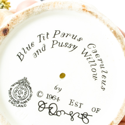 Pair Dorothy Doughty for Royal Worcester Blue Tit Bird Figurines