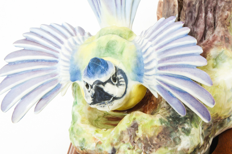 Pair Dorothy Doughty for Royal Worcester Blue Tit Bird Figurines