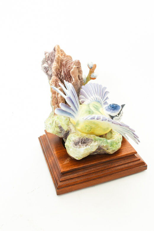 Pair Dorothy Doughty for Royal Worcester Blue Tit Bird Figurines