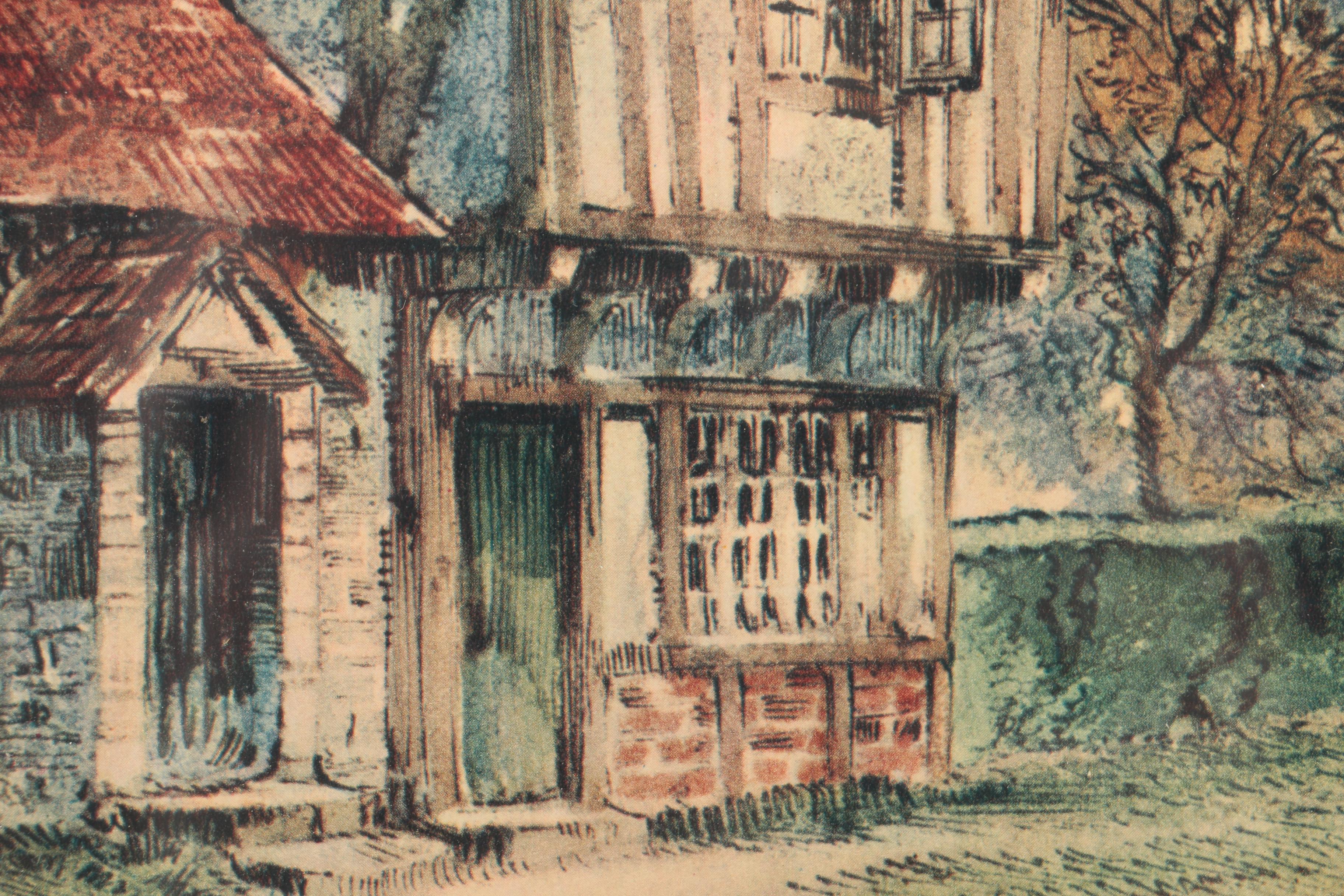 Offset Lithograph After a Colored Engraving "Maisons Rurales de Normandie"