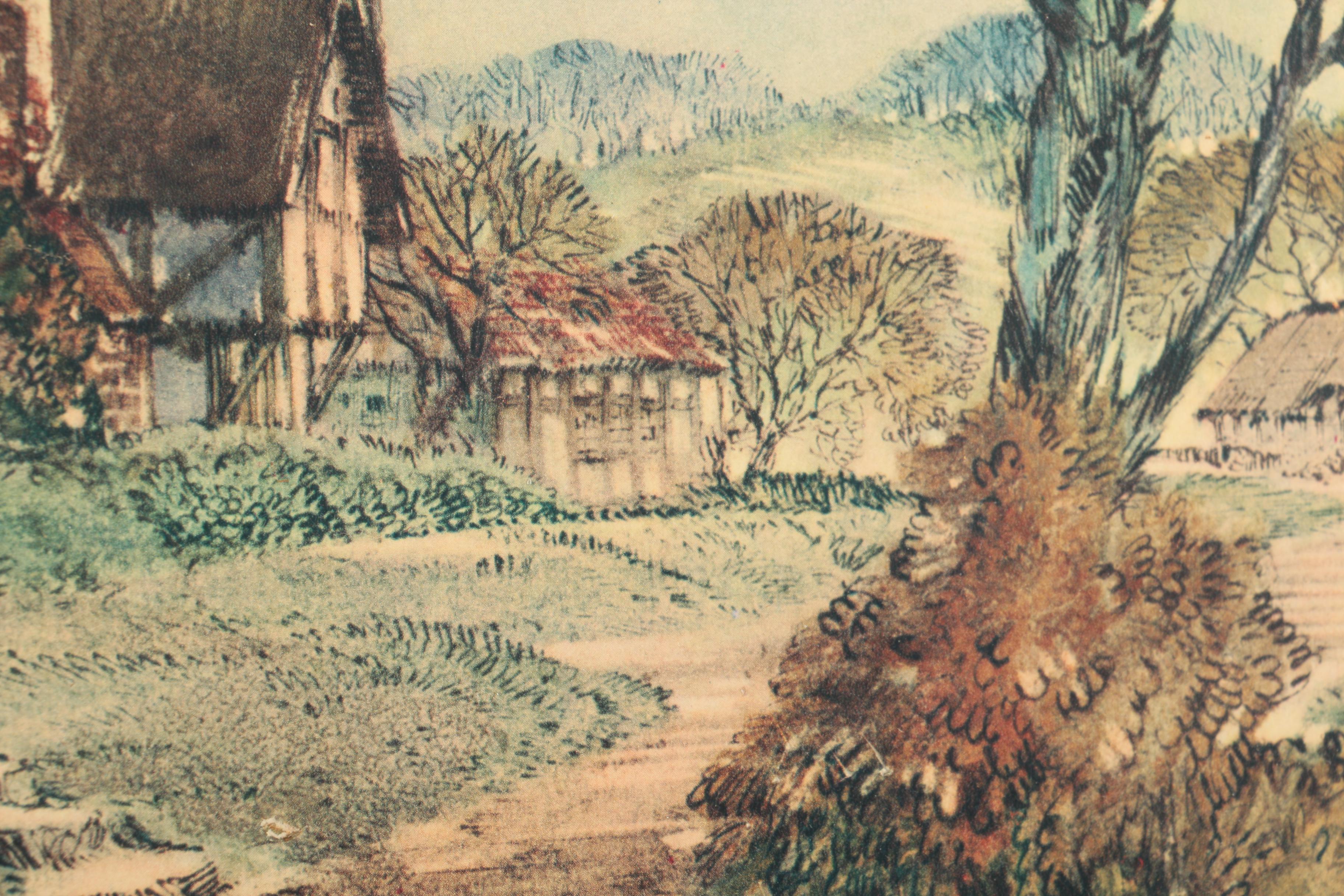 Offset Lithograph After a Colored Engraving "Maisons Rurales de Normandie"