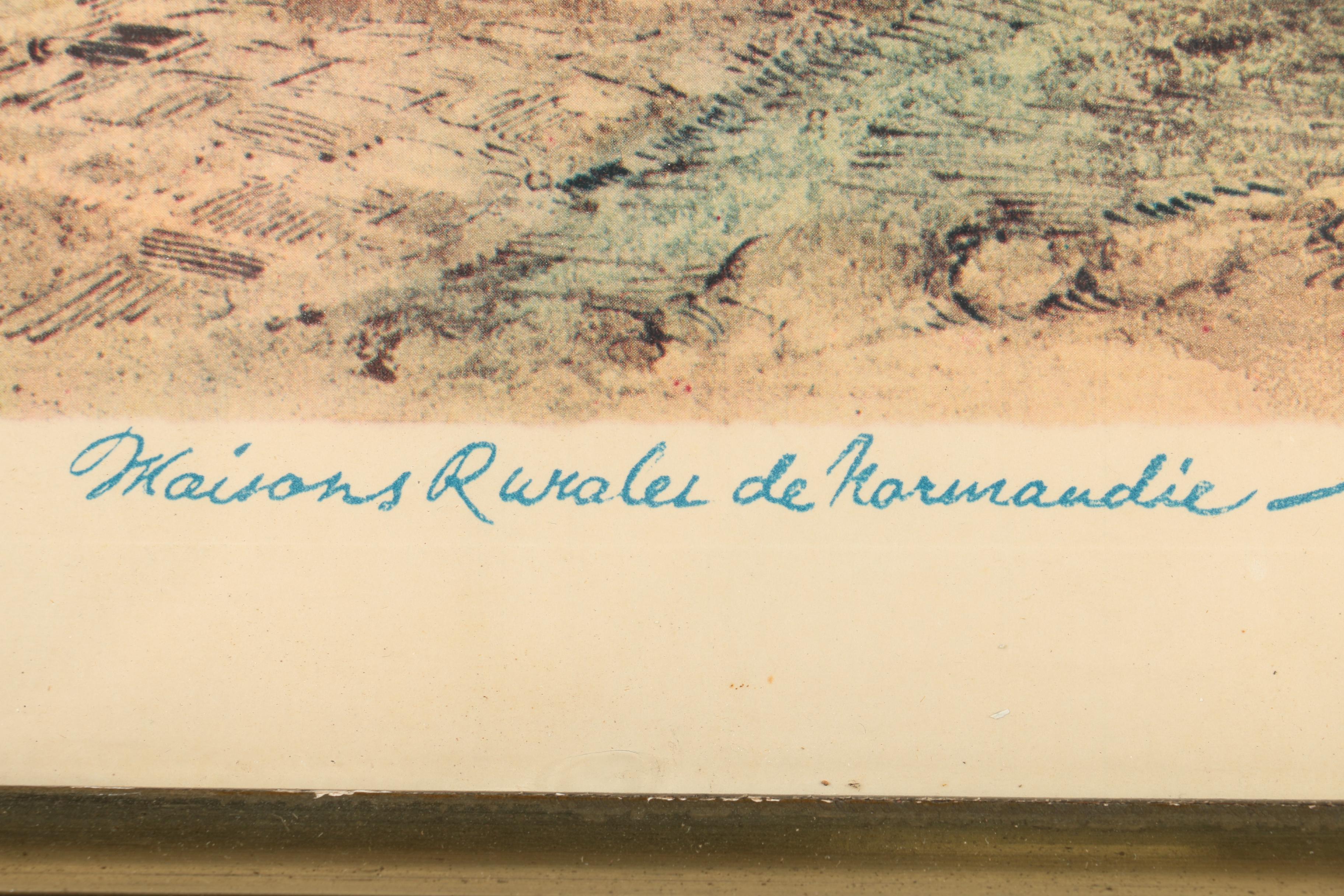 Offset Lithograph After a Colored Engraving "Maisons Rurales de Normandie"