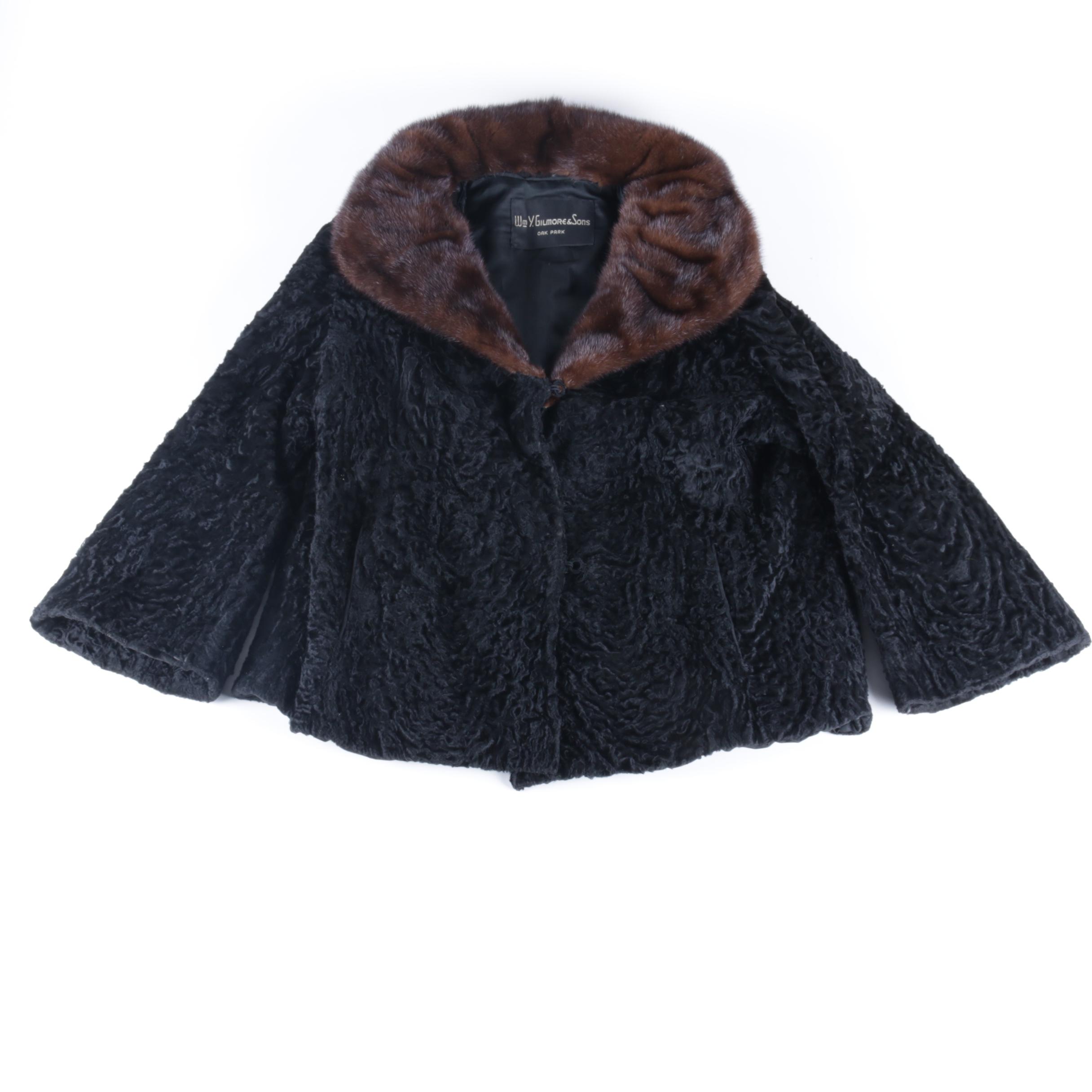 Vintage Broadtail Lamb Jacket with Mink Collar