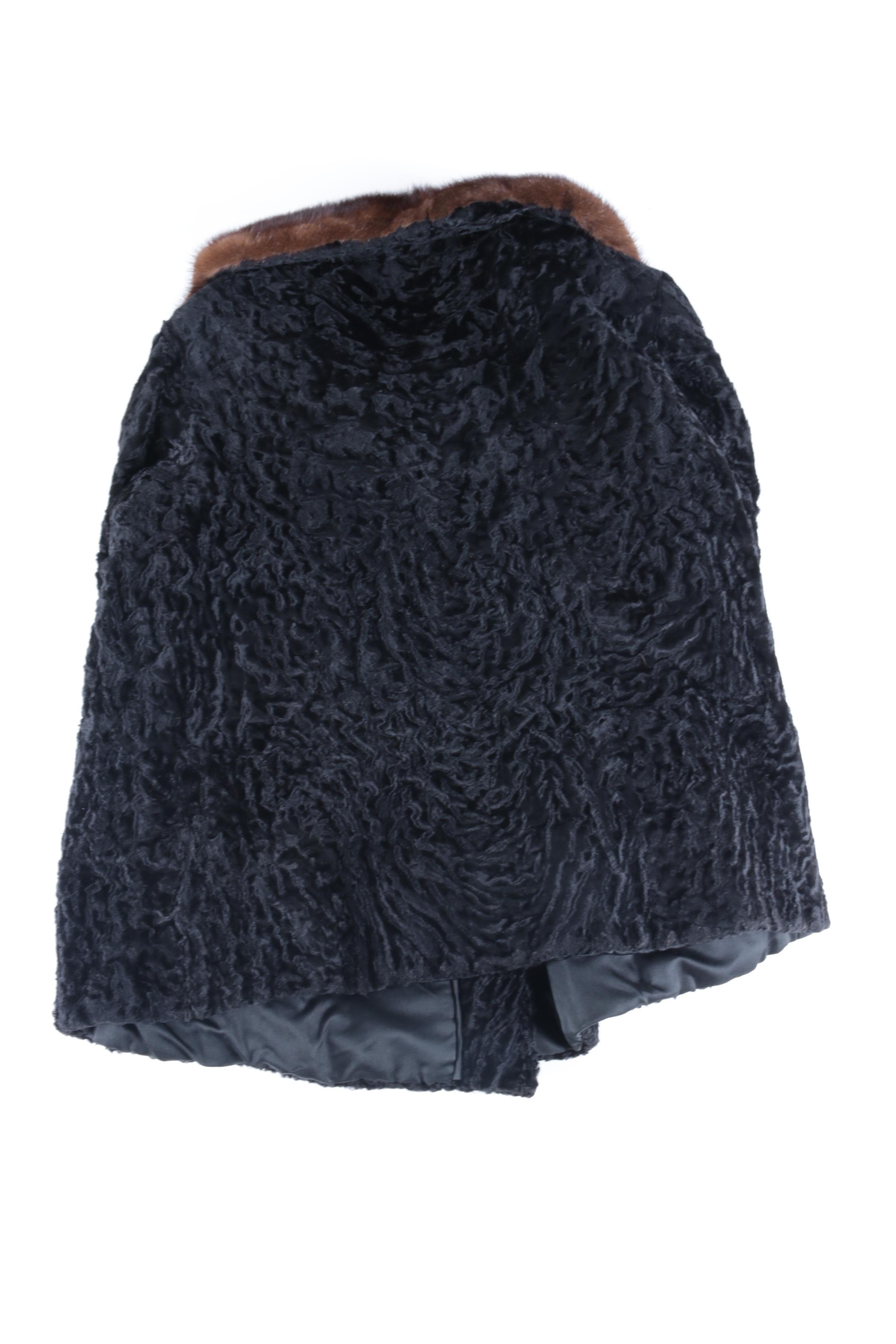 Vintage Broadtail Lamb Jacket with Mink Collar