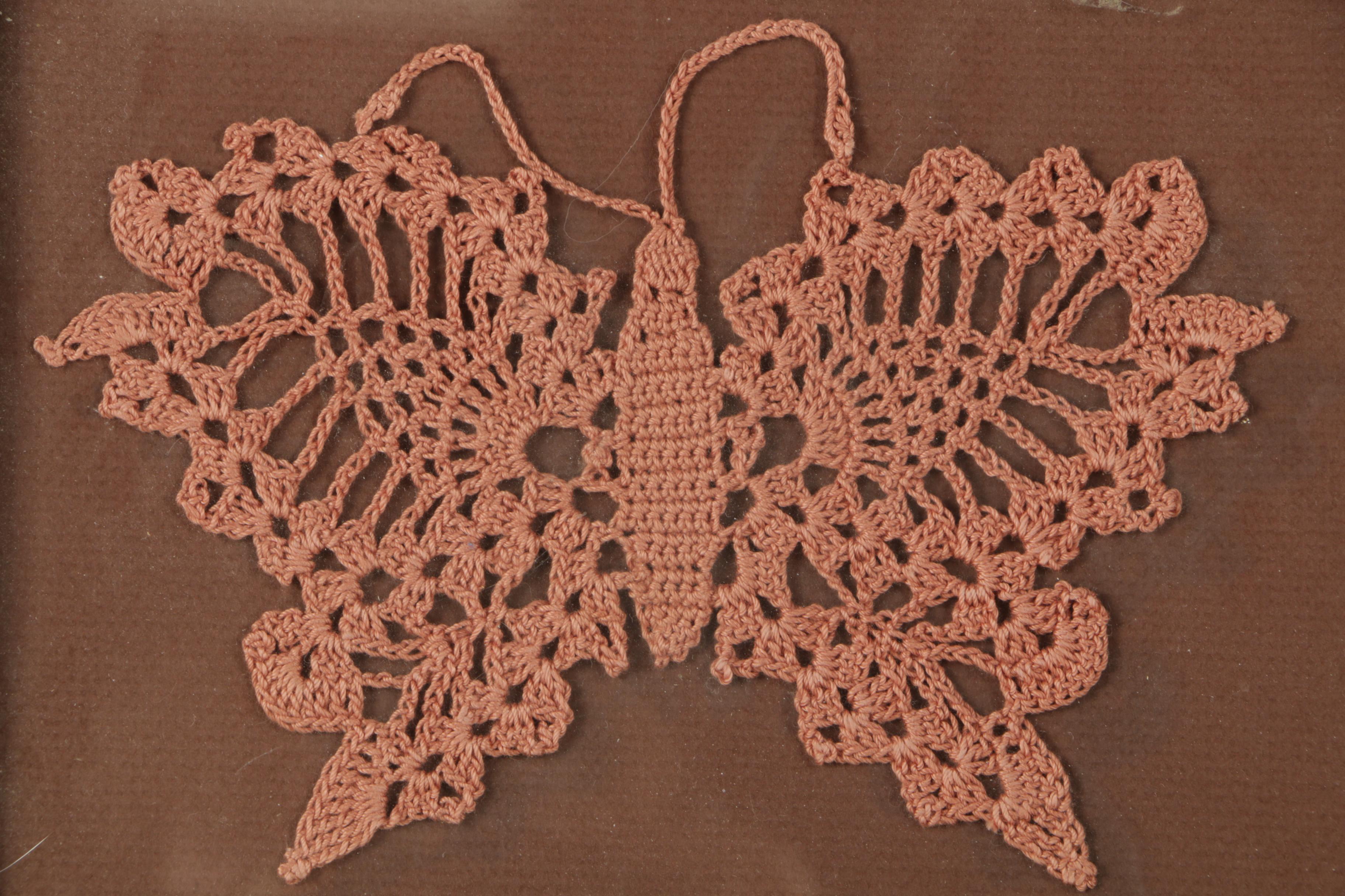 Wood Framed Butterfly Doily