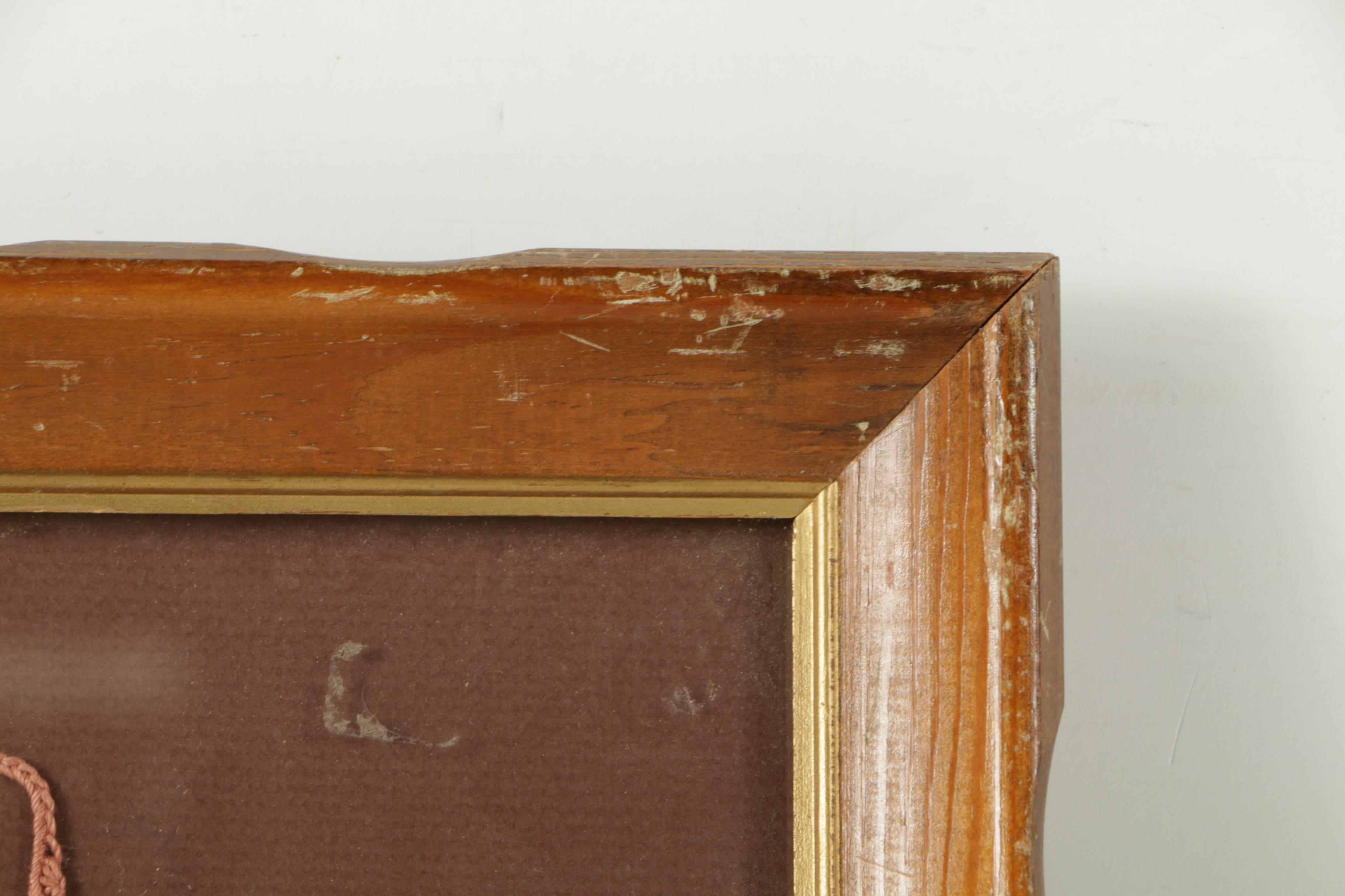 Wood Framed Butterfly Doily