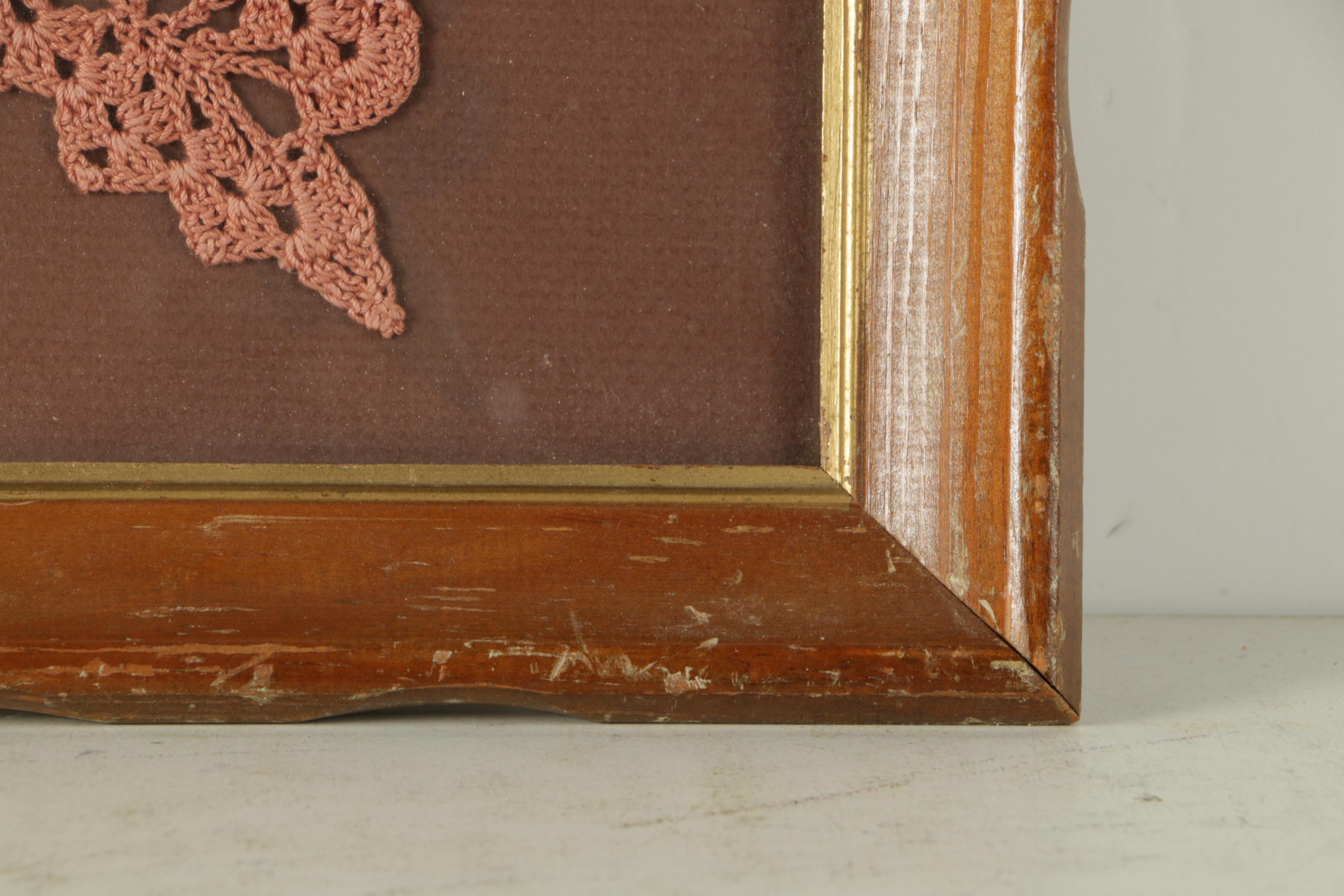 Wood Framed Butterfly Doily