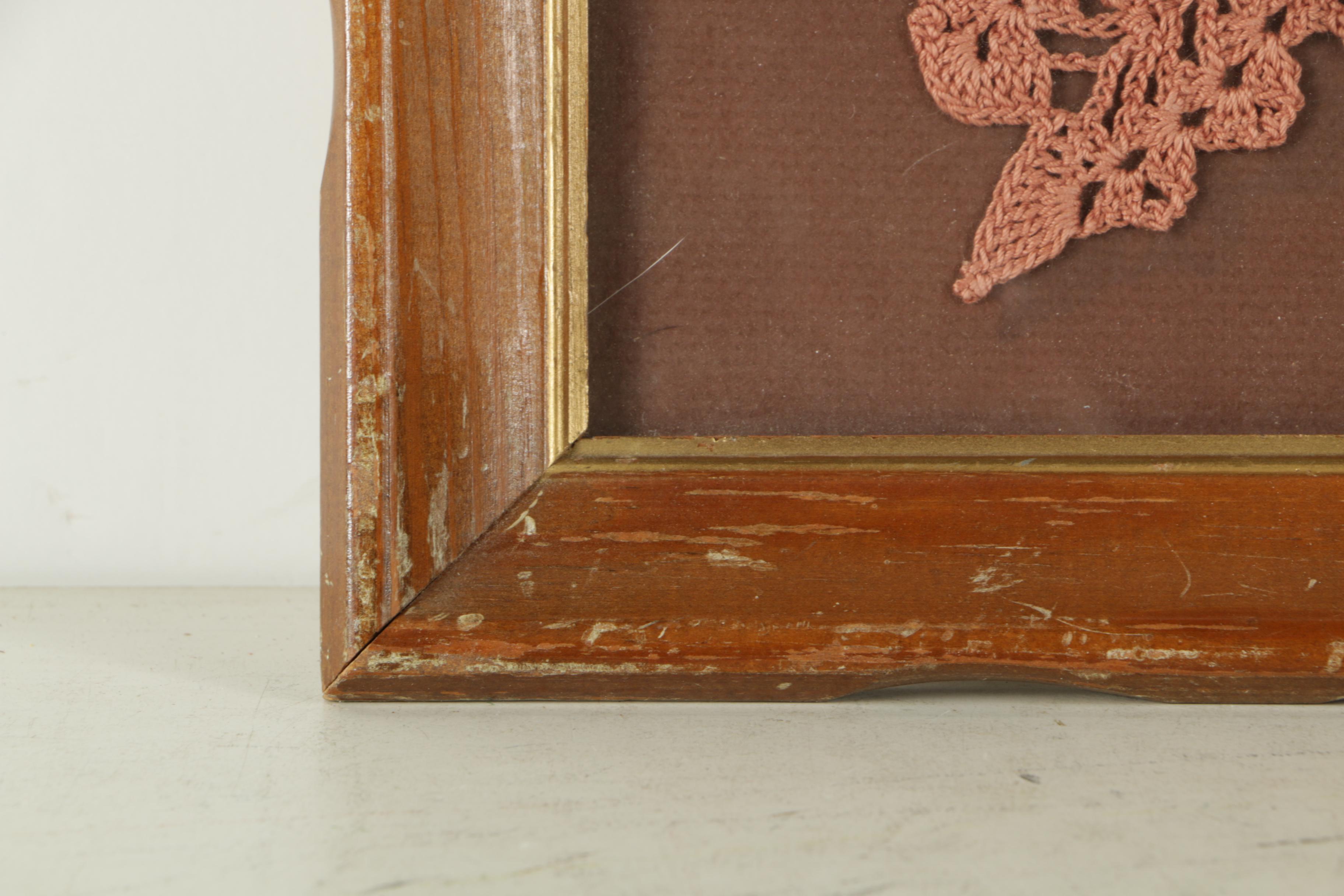 Wood Framed Butterfly Doily