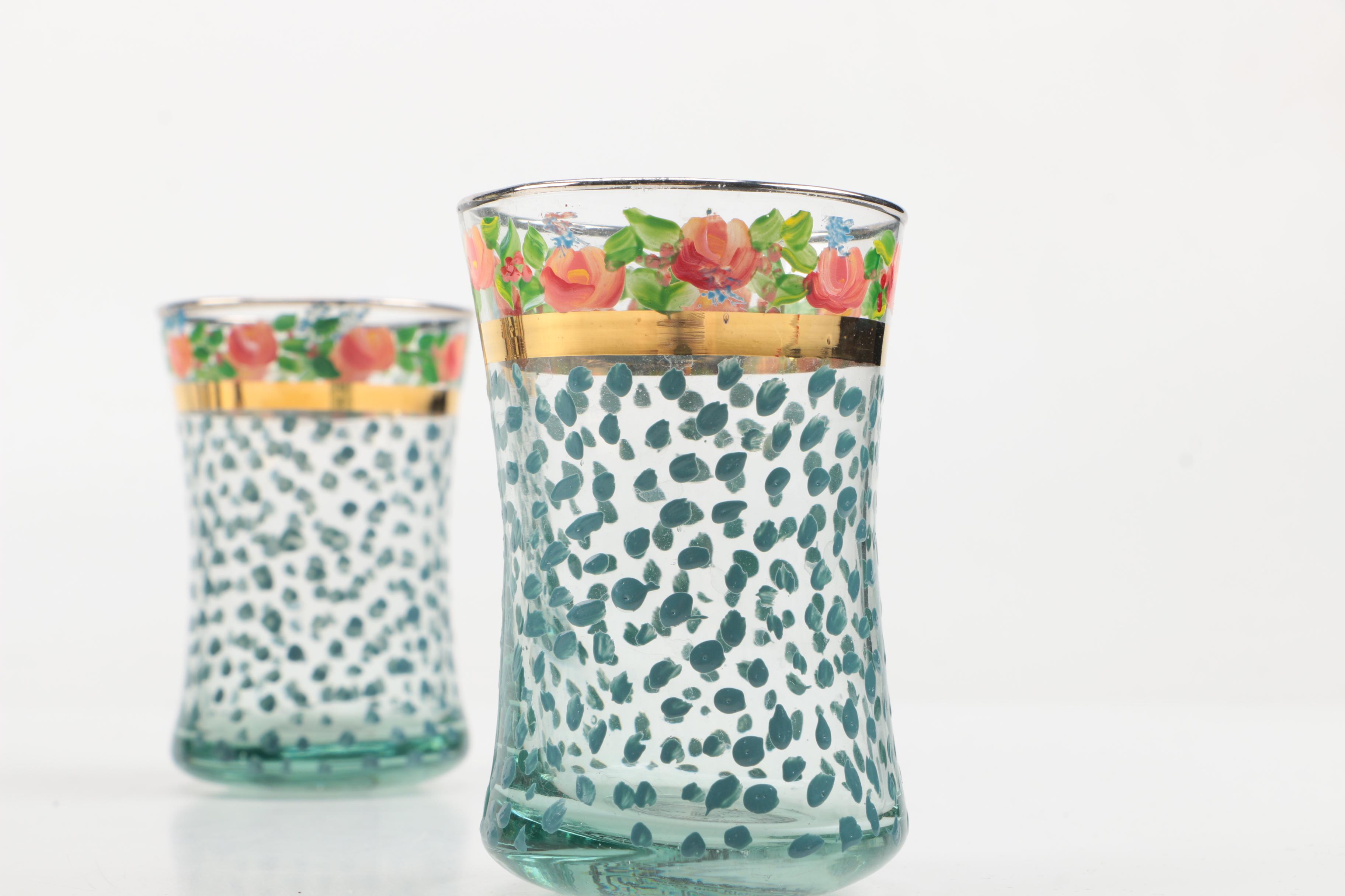 MacKenzie-Childs "Maclachlan" Pedestal Mug and "Circus" Tumblers