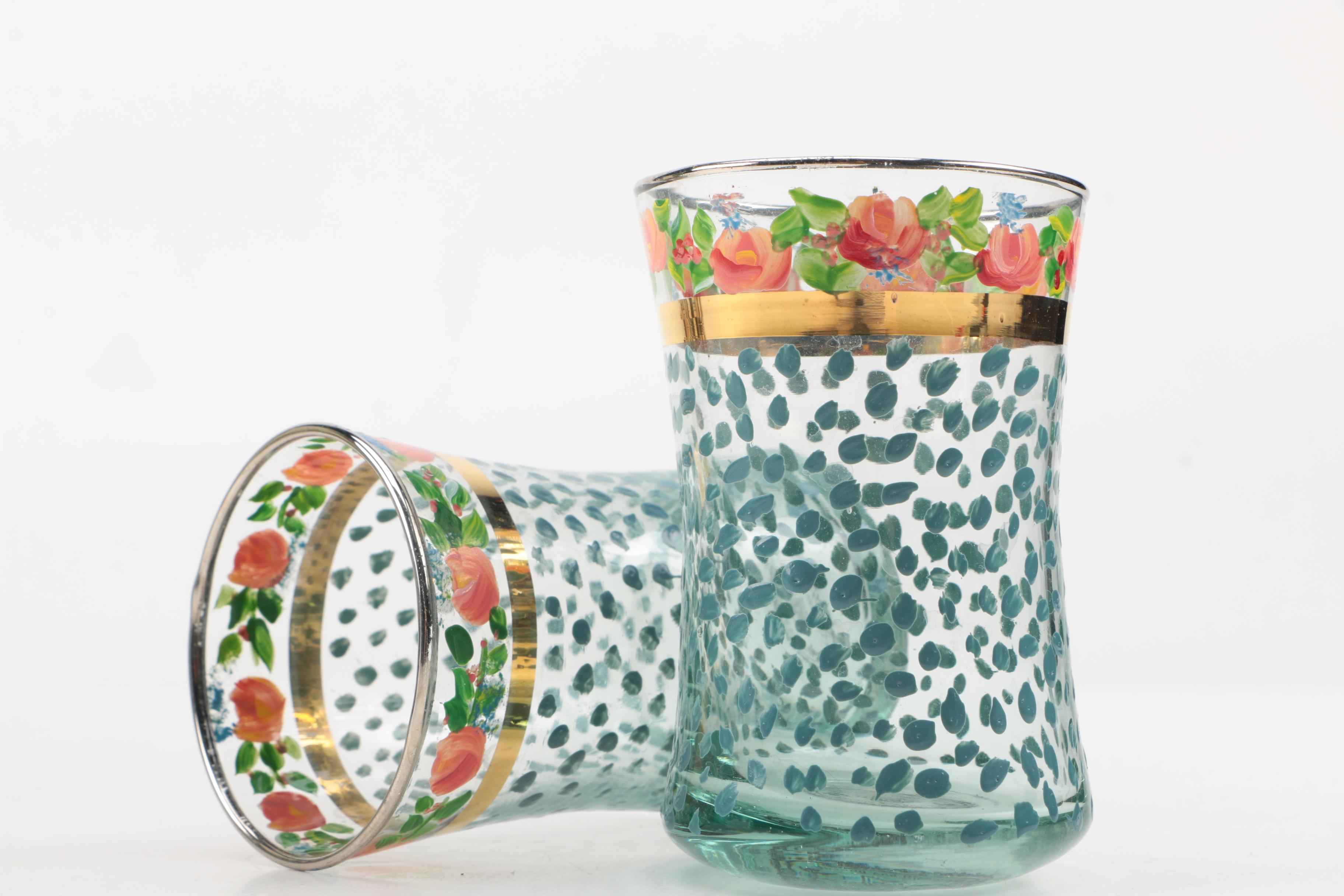 MacKenzie-Childs "Maclachlan" Pedestal Mug and "Circus" Tumblers
