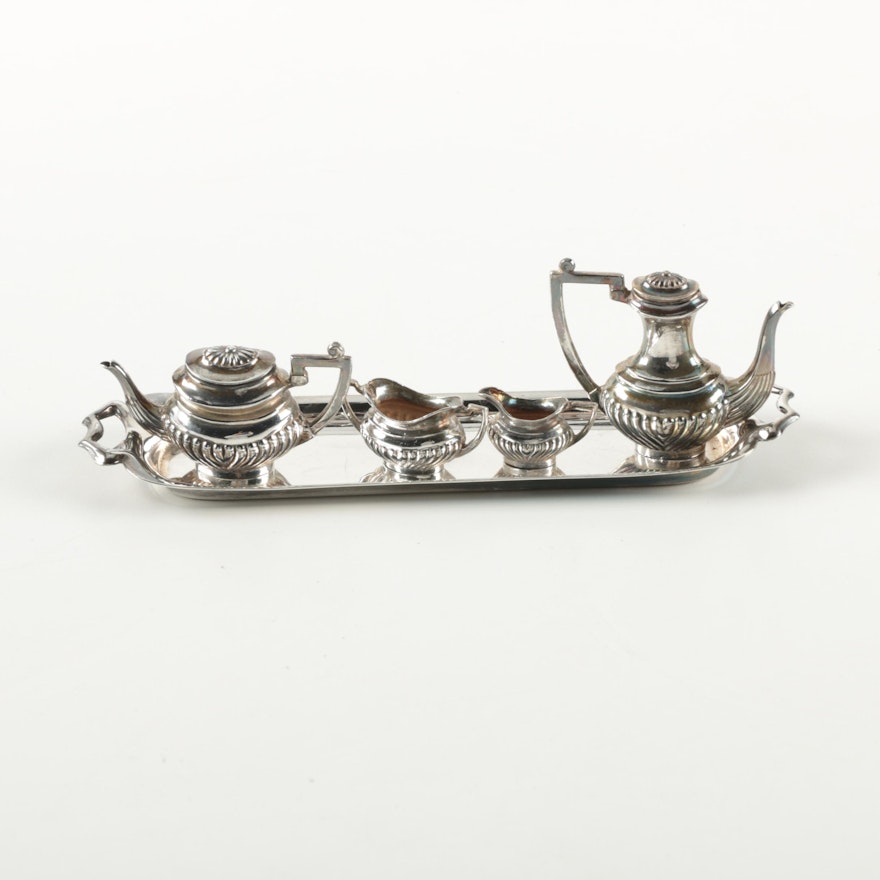 1968 A. Marston & Co. British Miniature Sterling Silver Coffee and Tea Service