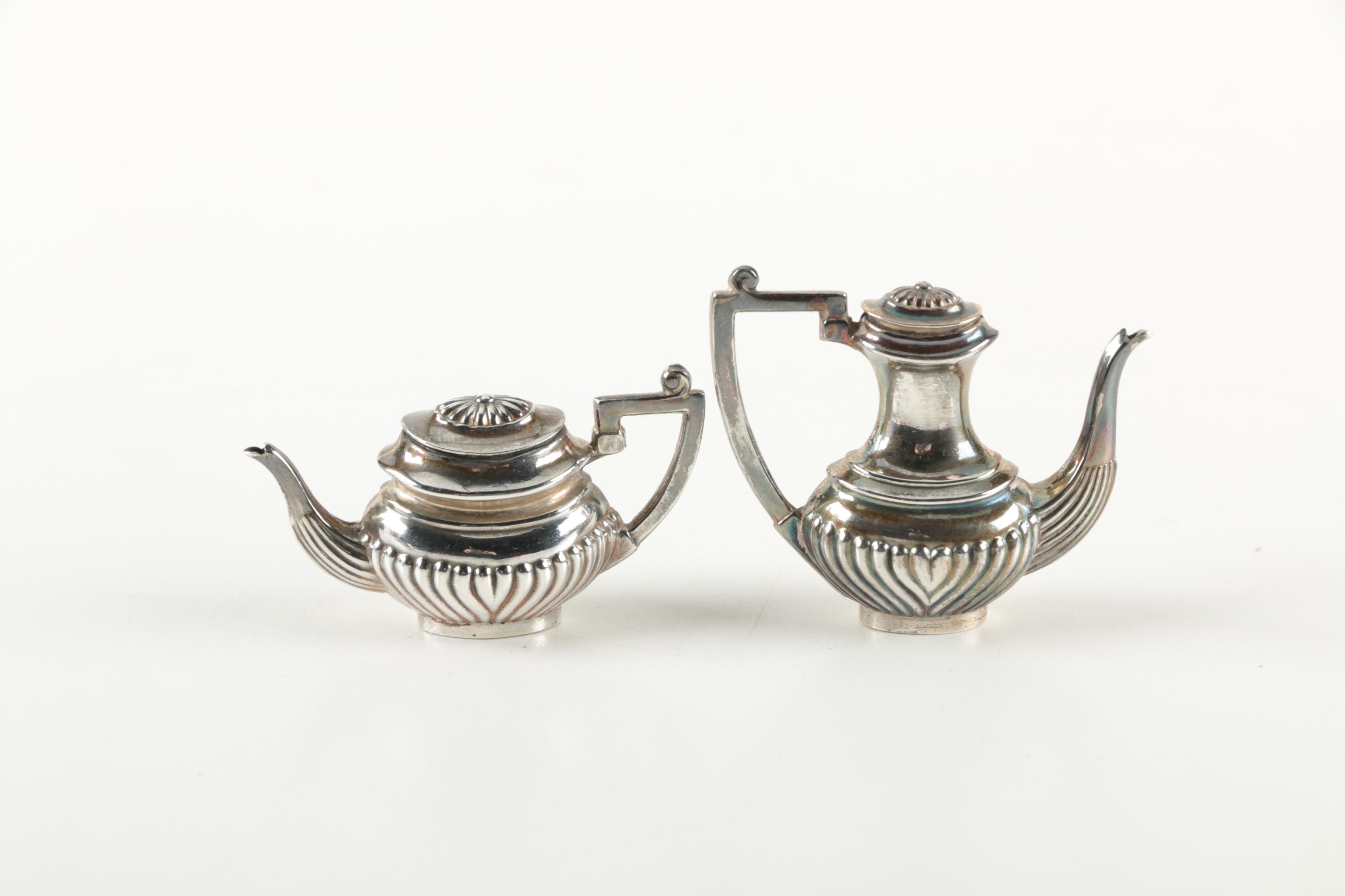 1968 A. Marston & Co. British Miniature Sterling Silver Coffee and Tea Service