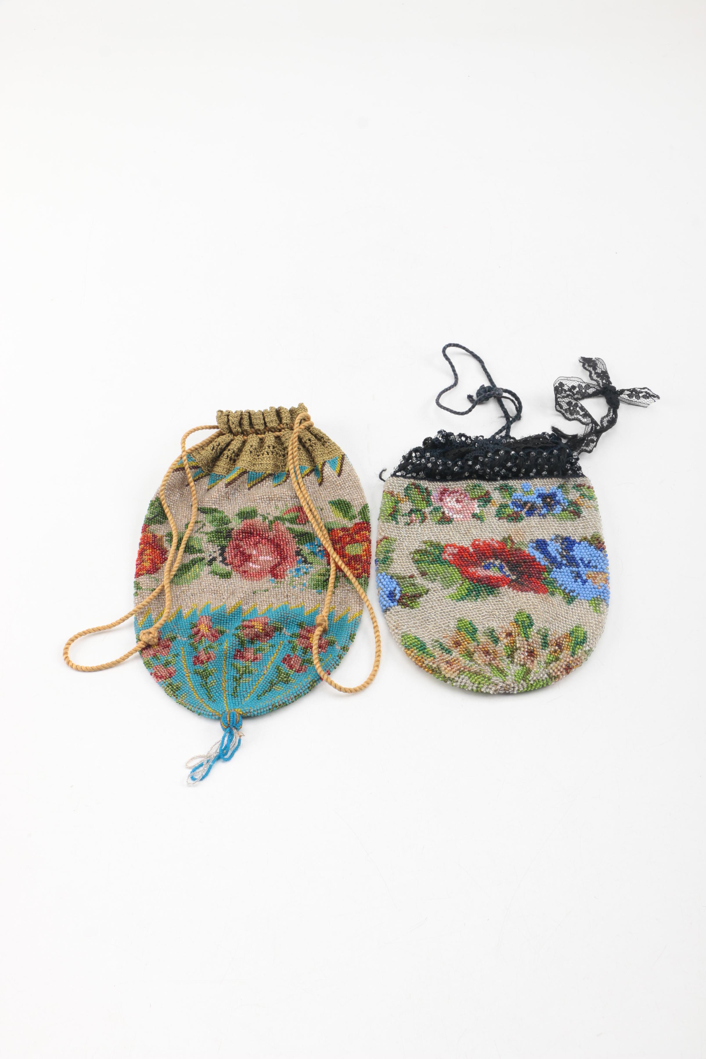 Antique Victorian Era Beaded Reticule Handbags