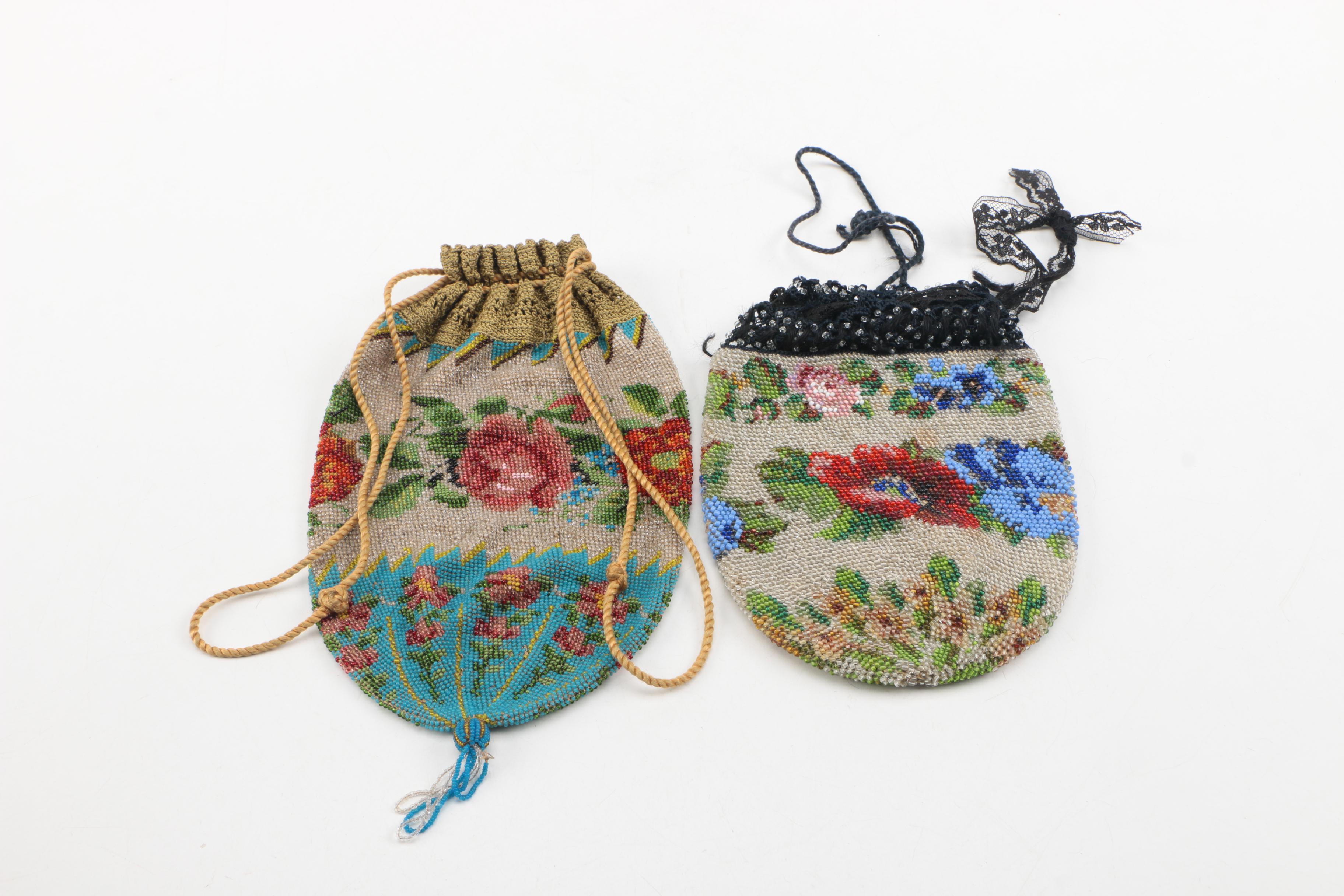 Antique Victorian Era Beaded Reticule Handbags