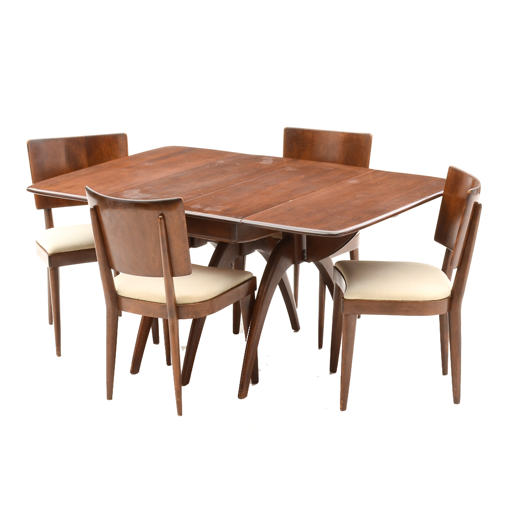 Mid Century Modern Drop Leaf Table with Chairs