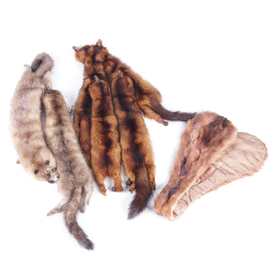 Pair of Mink Pelt Stoles and Collar