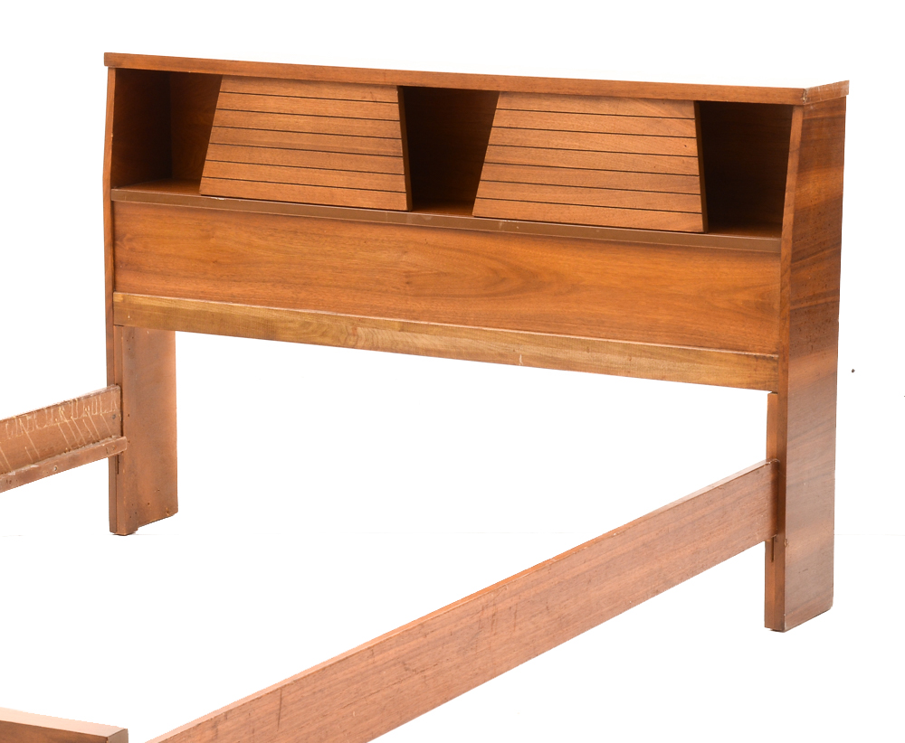 Mid Century Modern Full Size Walnut Bookcase Bed