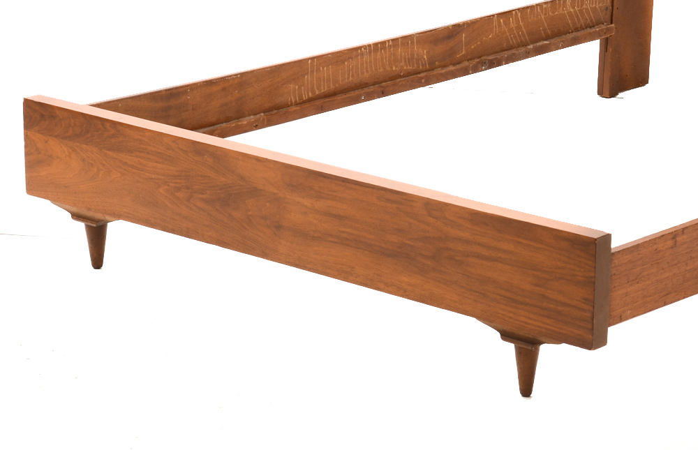 Mid Century Modern Full Size Walnut Bookcase Bed