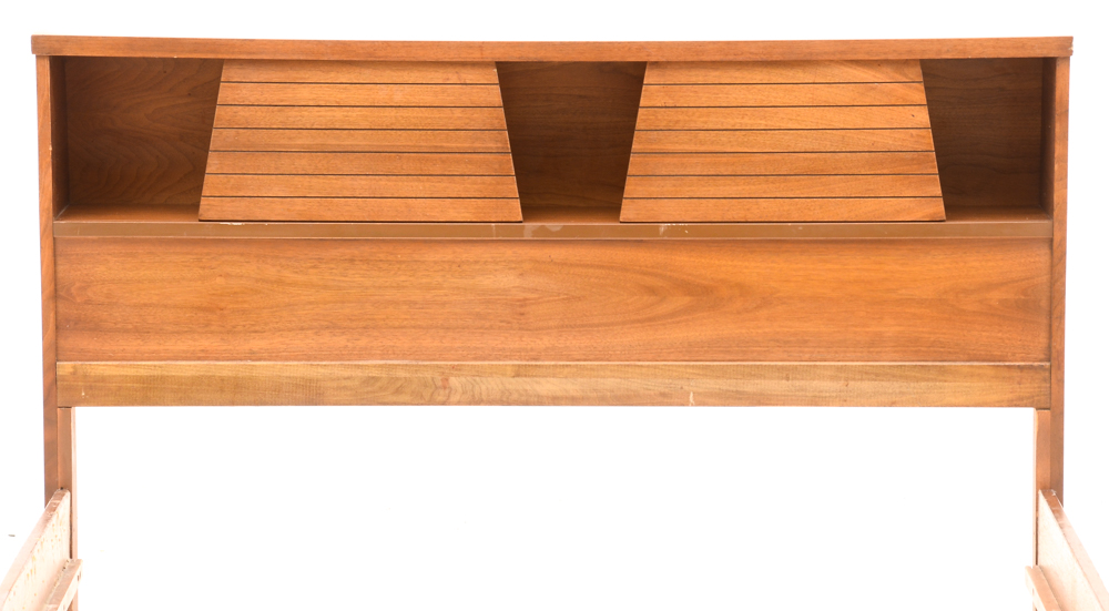 Mid Century Modern Full Size Walnut Bookcase Bed