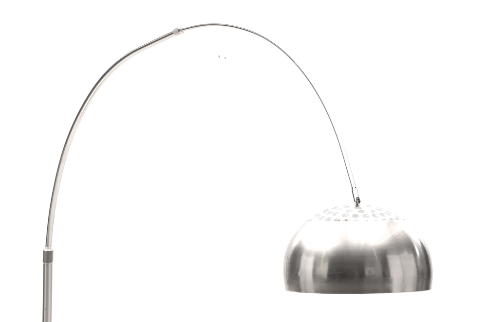 Mid Century Modern Style Silver Metal Arc Floor Lamp