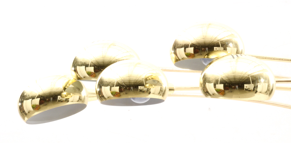 Mid Century Modern Five Arm Arc Brass Floor Lamp