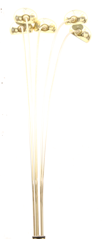 Mid Century Modern Five Arm Arc Brass Floor Lamp