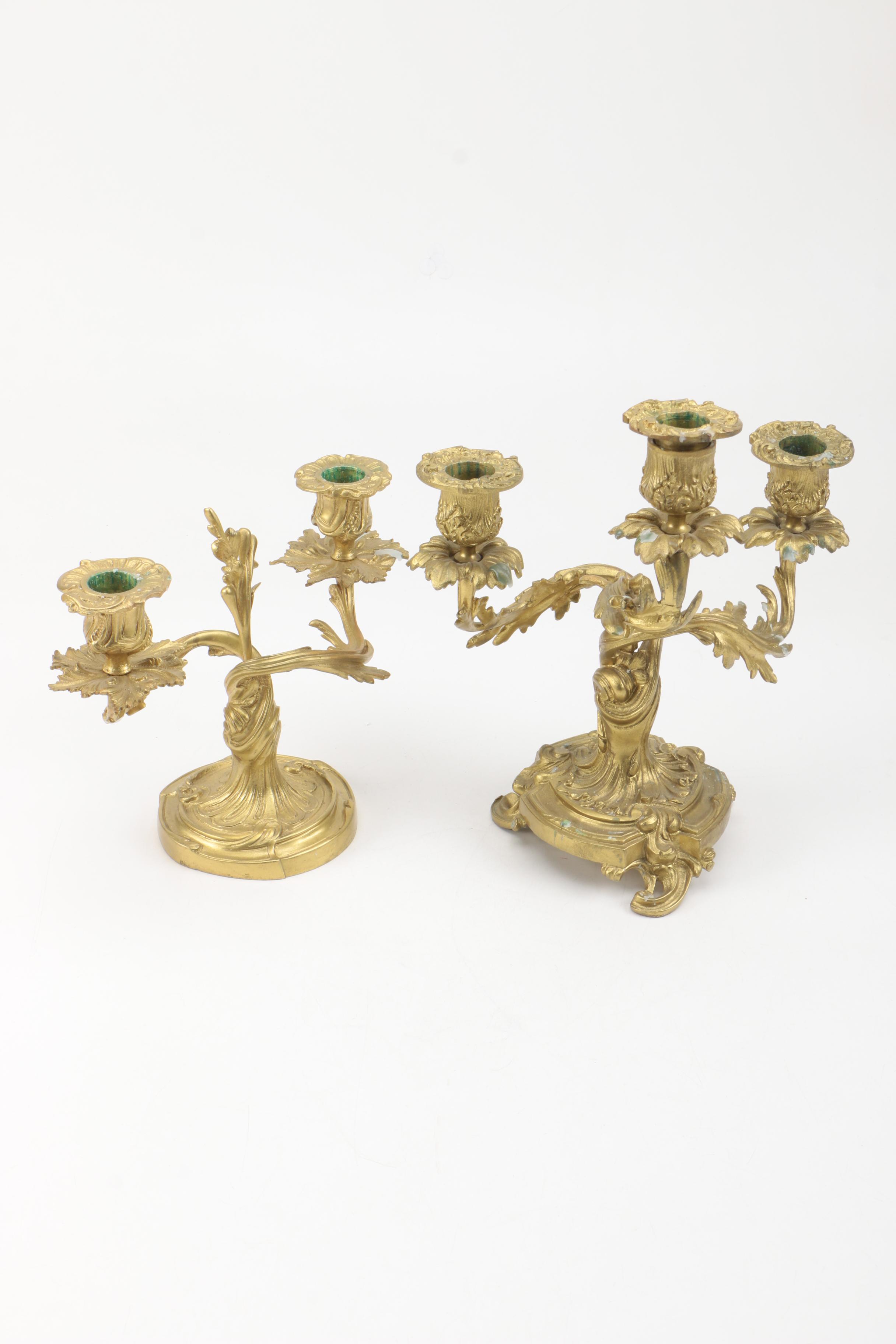 Brass Floral Candlesticks