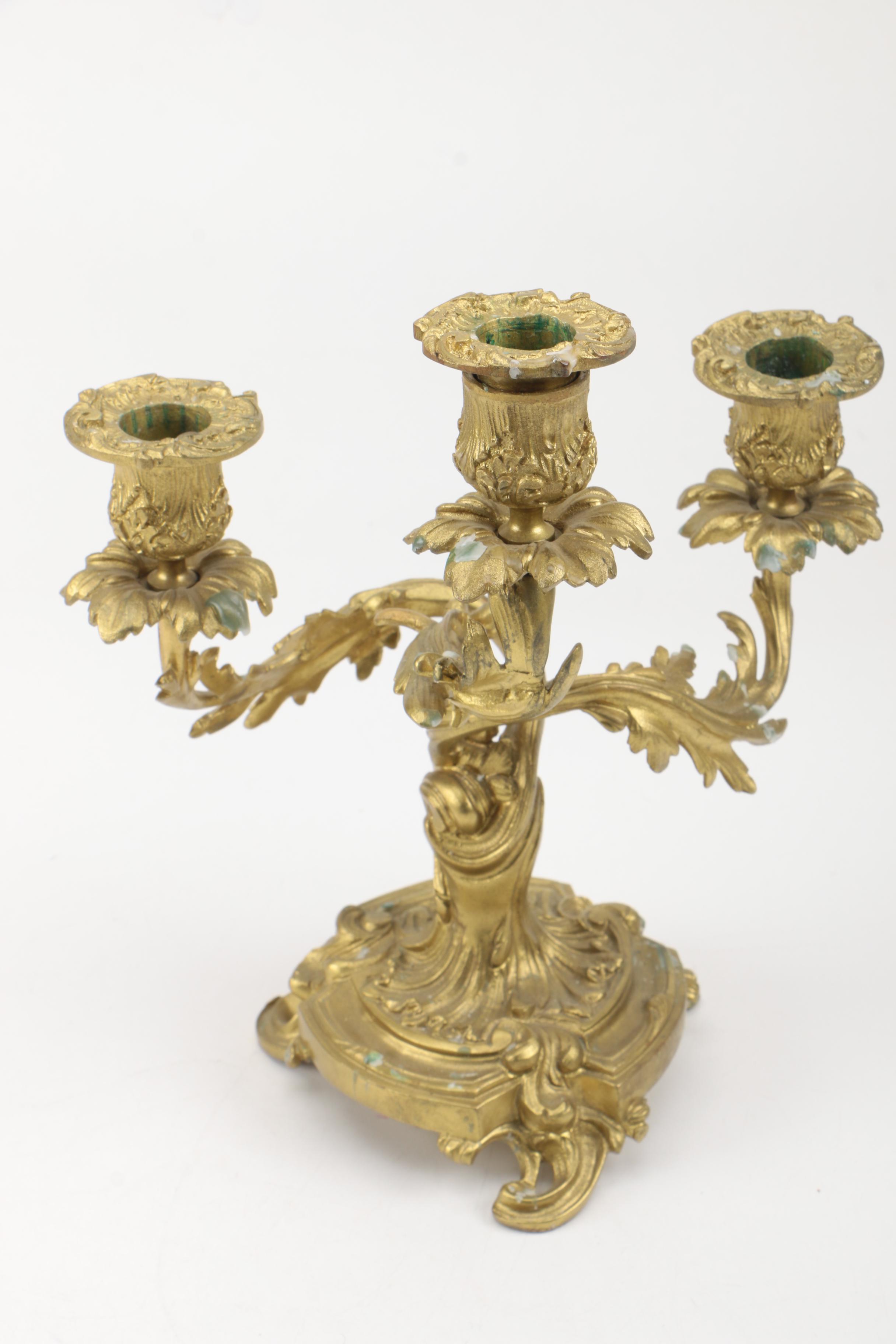 Brass Floral Candlesticks