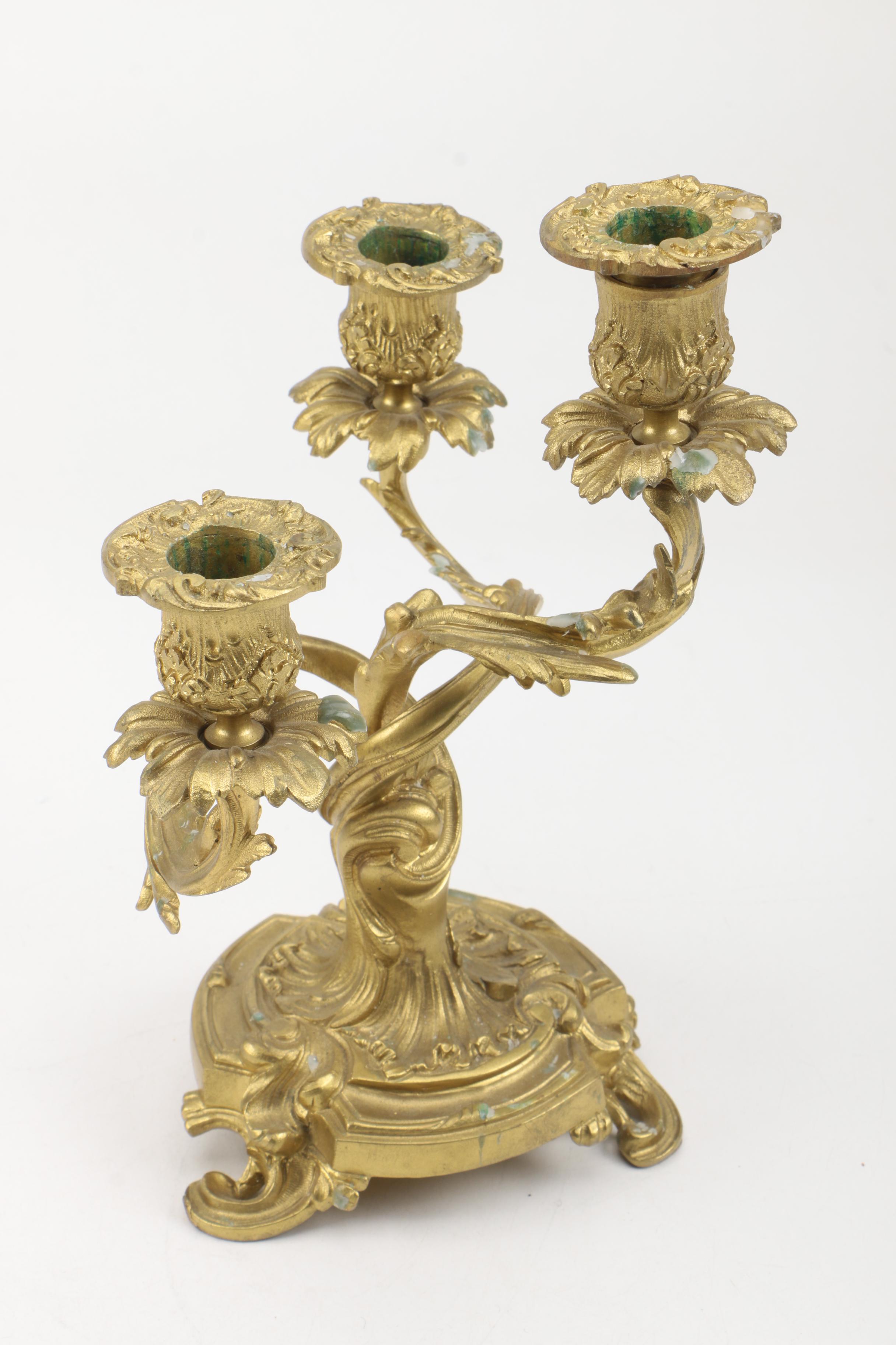 Brass Floral Candlesticks