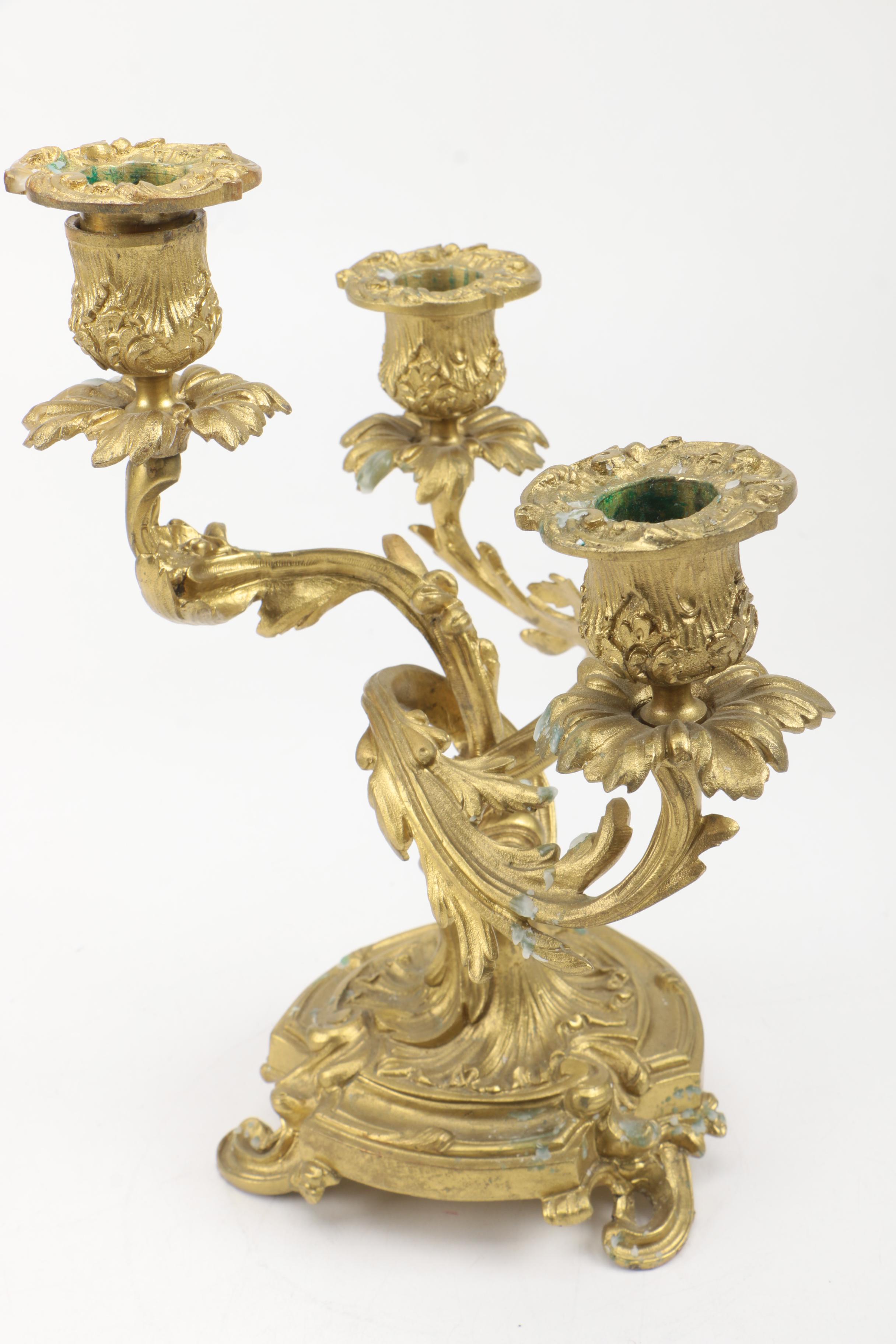 Brass Floral Candlesticks