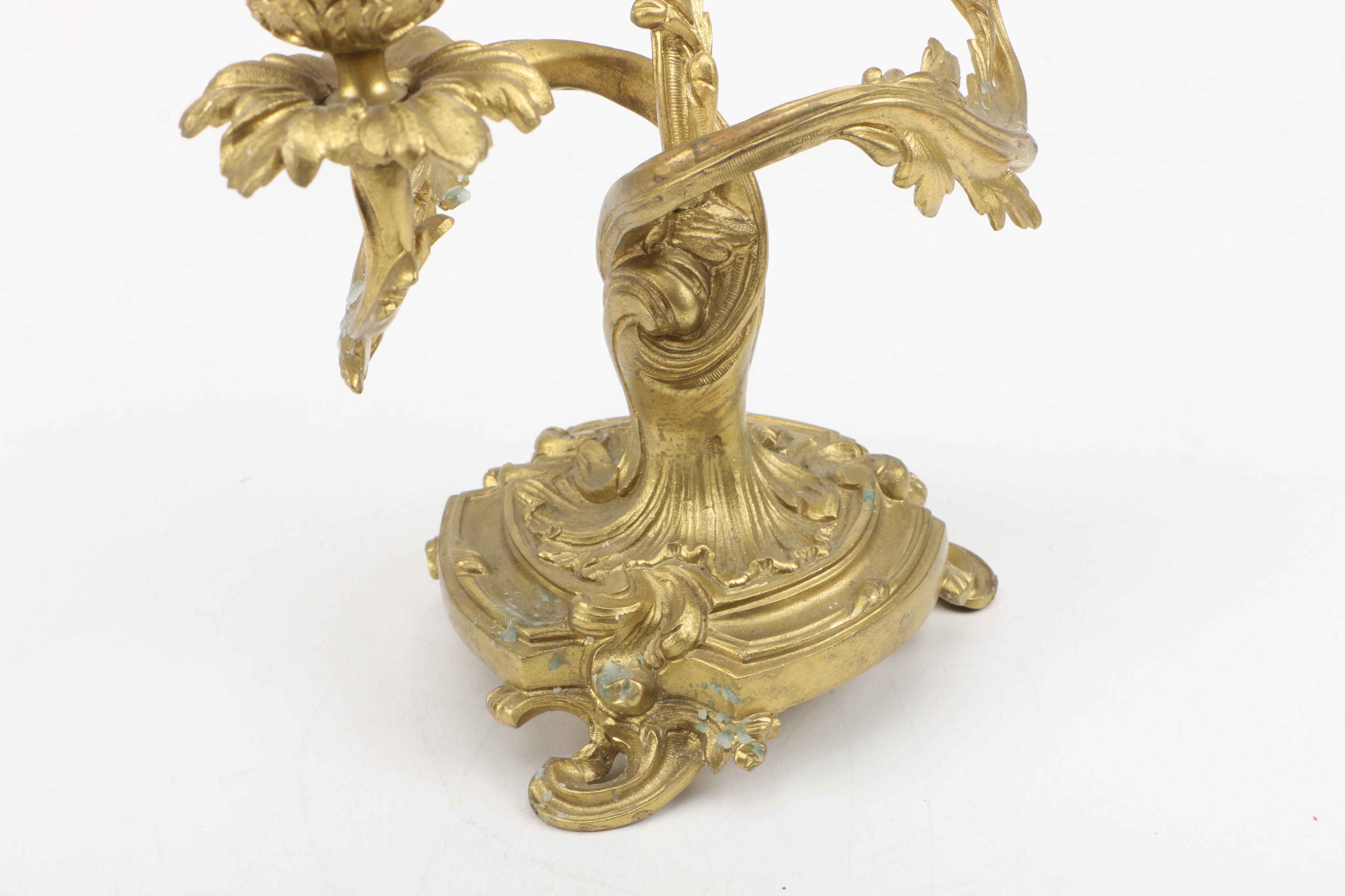 Brass Floral Candlesticks