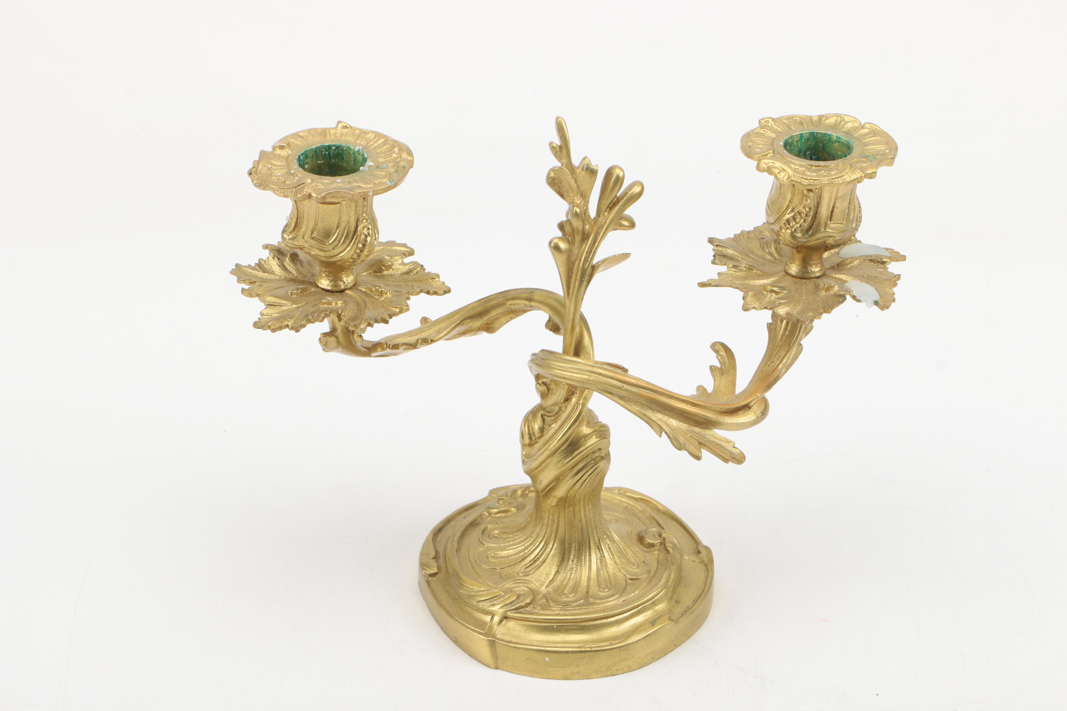 Brass Floral Candlesticks