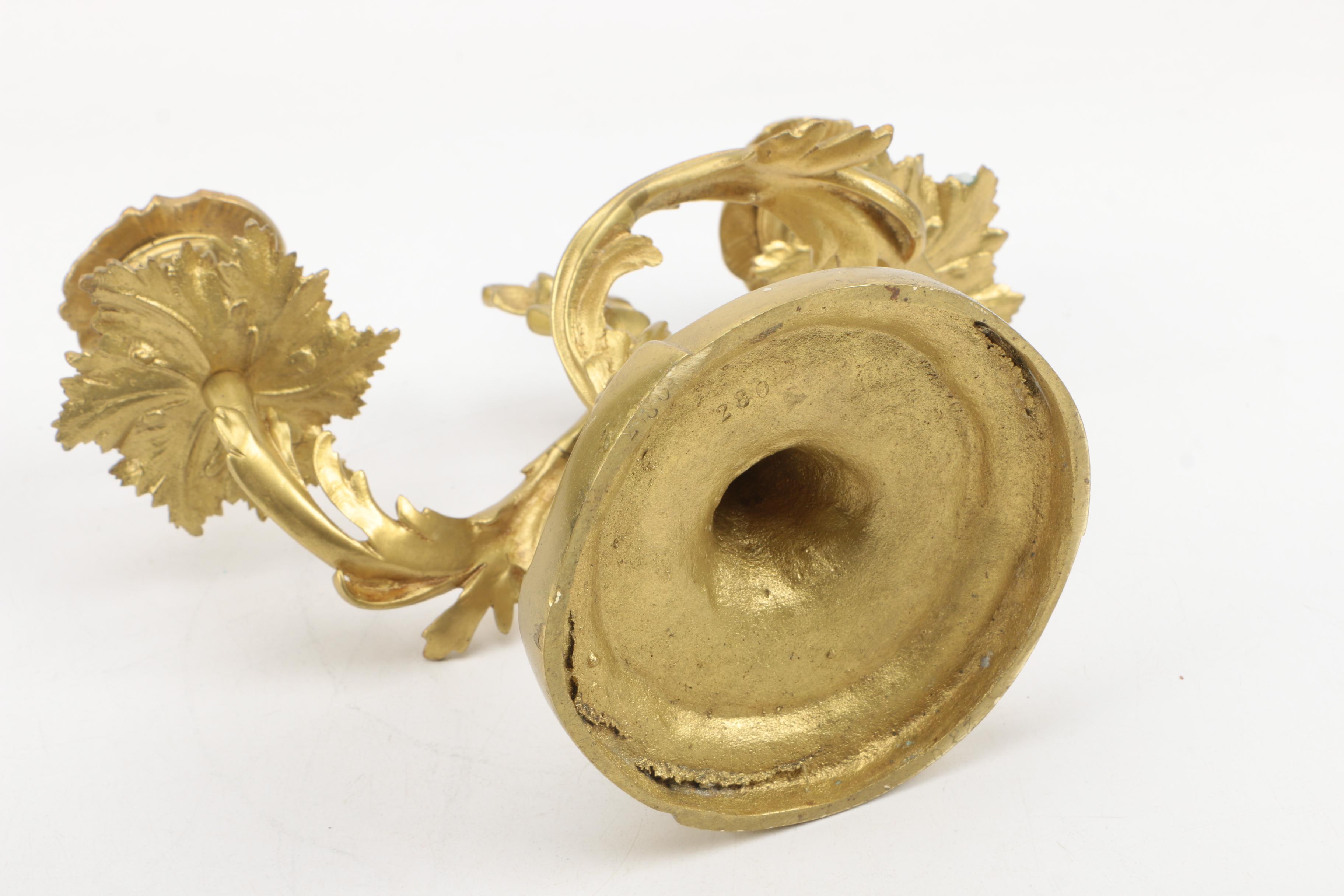 Brass Floral Candlesticks