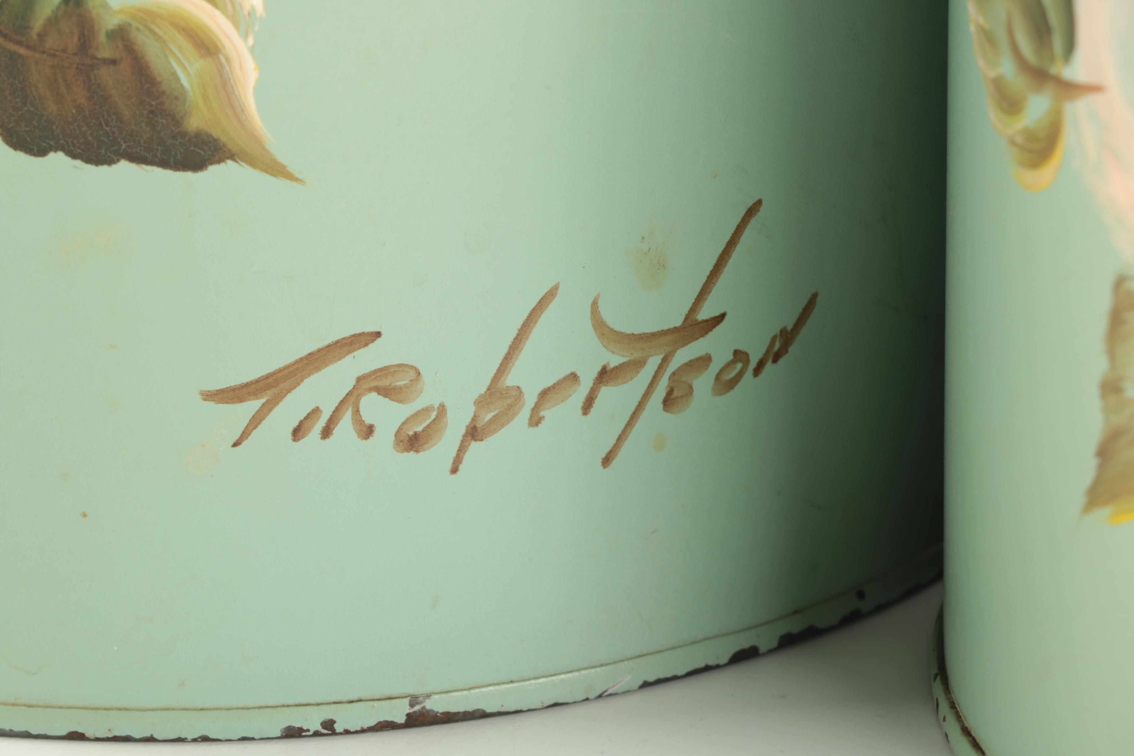 Vintage Hand Painted Tin Canisters